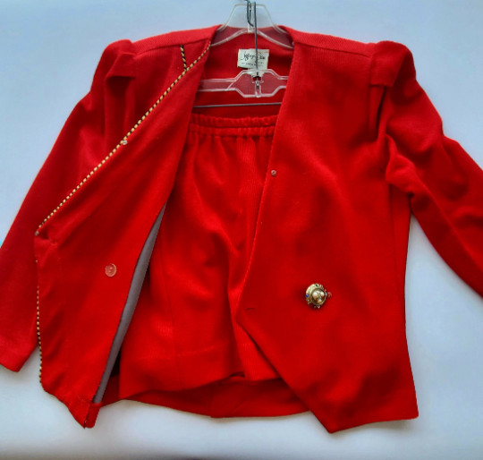 Vintage 90’s – Linda Hutley -Red Color Blazer & Skirt-Designer Jeffrey and Dara