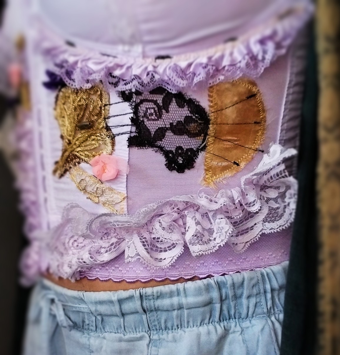 VTG BULLET BRA WAIST NIP PURPLE BURLESQUE AVANT 44 DD POINTY BUSTIER TOP GLAM OT