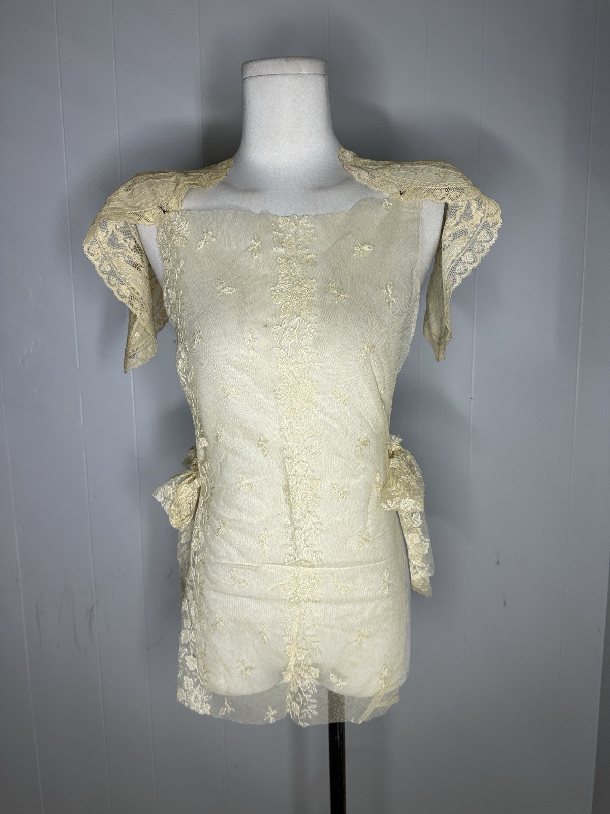 Vintage Antique Handmade Side Tie Lace Blouse