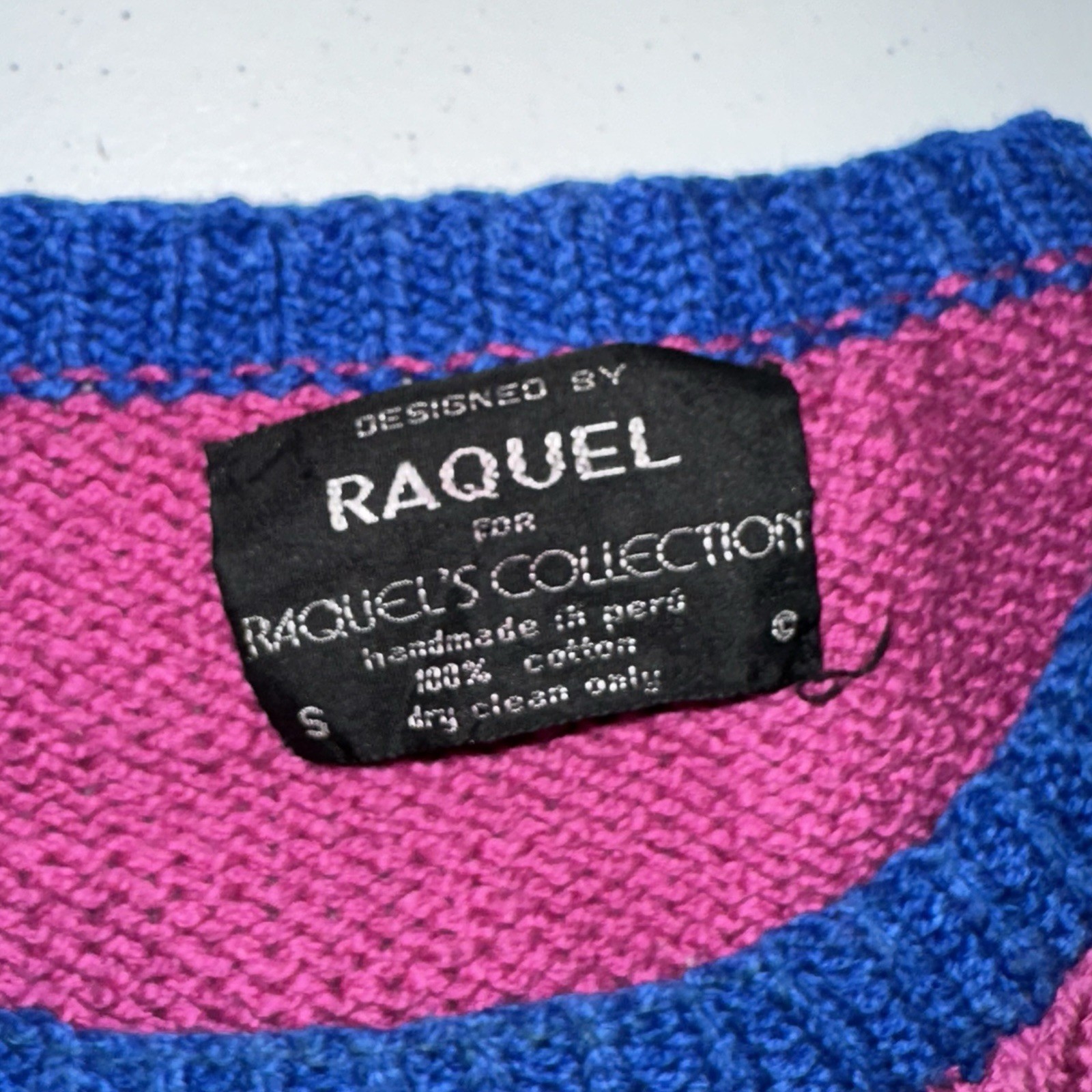 Vintage 1980s Raquels Collection 3D Tennis Knit Sweater Size Small Colorblock
