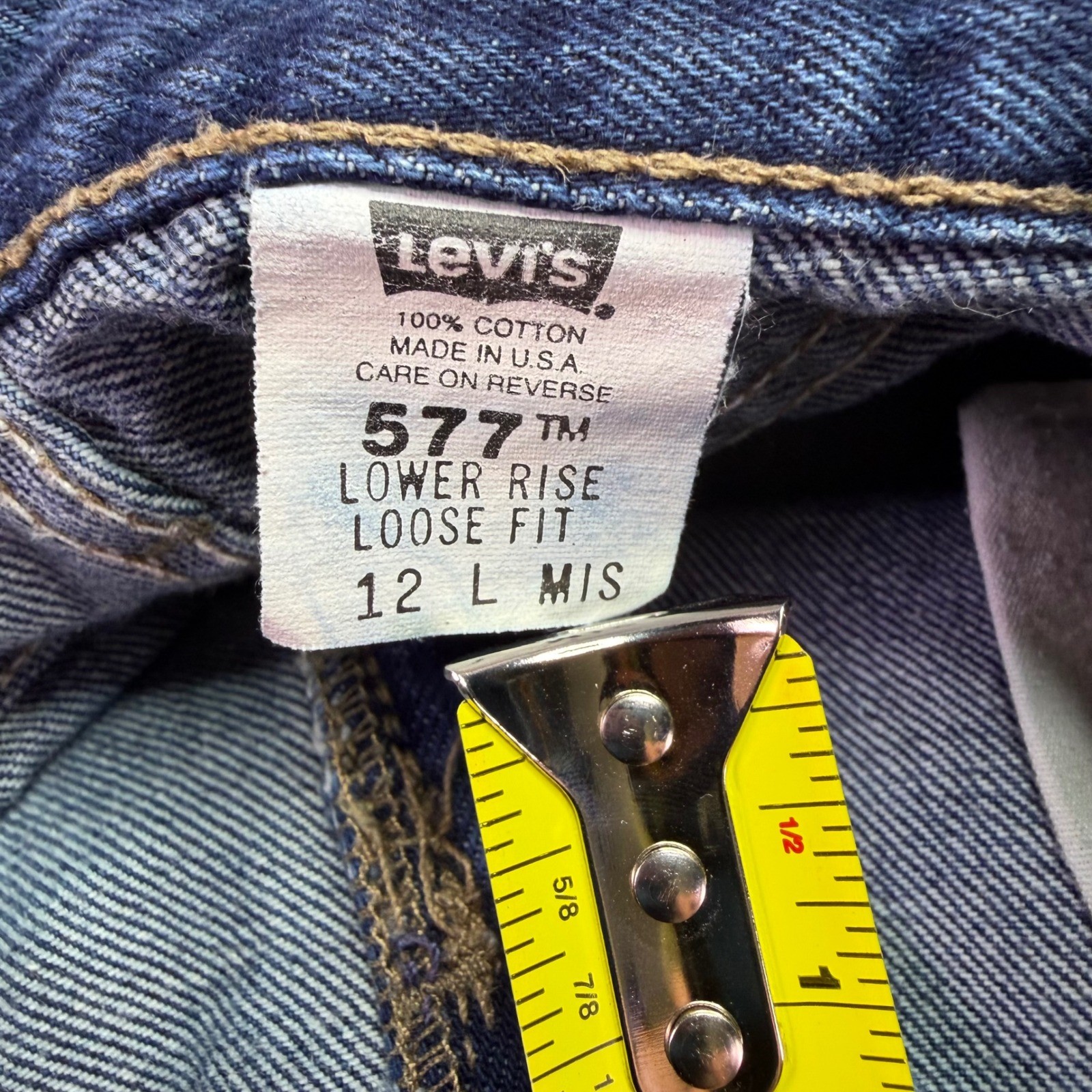 Vintage Levis 577 Jeans Womens 12 L Blue Loose Fit Lower Rise Made in USA