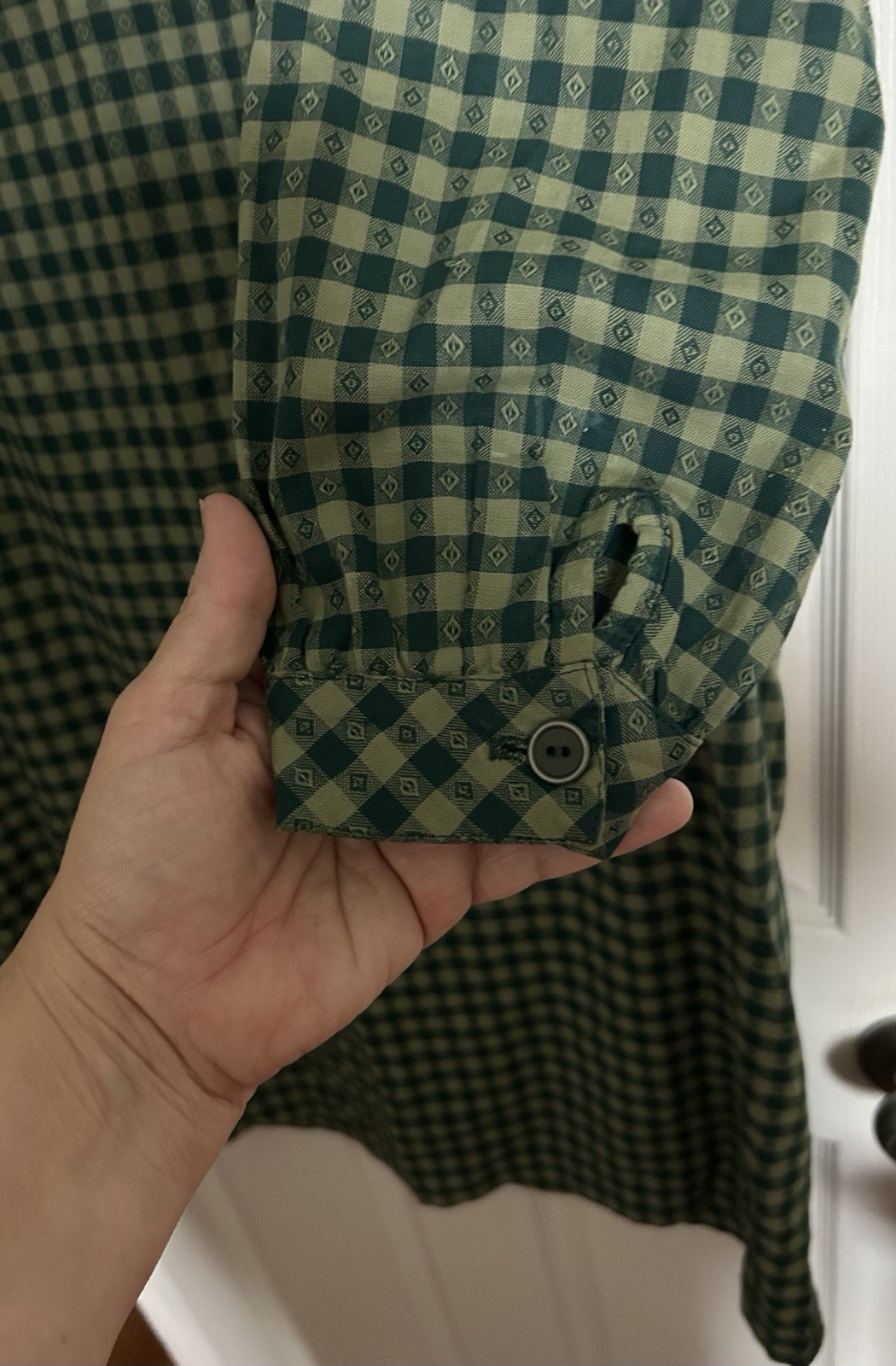 Aunt Abigail’s Attic Vintage Cottage Core Homesteader Dress Green Gingham Sz 14