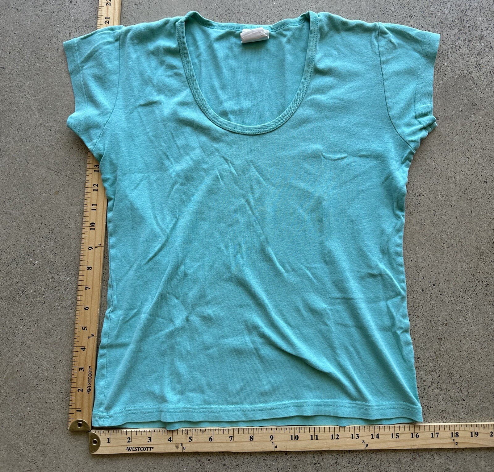 Vintage Moda Int’l Scoop Neck Made in USA Blue Tshirt Size M