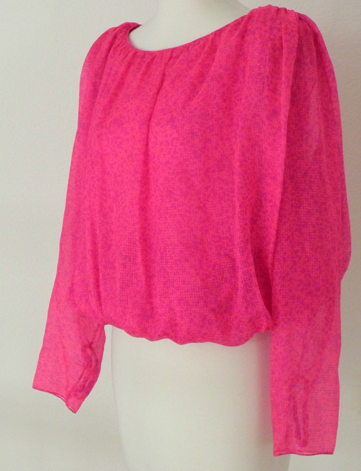 Carolyne Roehm 2 PC Silk Chiffon Tunic Top/Maxi Skirt Neon Fuchsia/Purple Size S