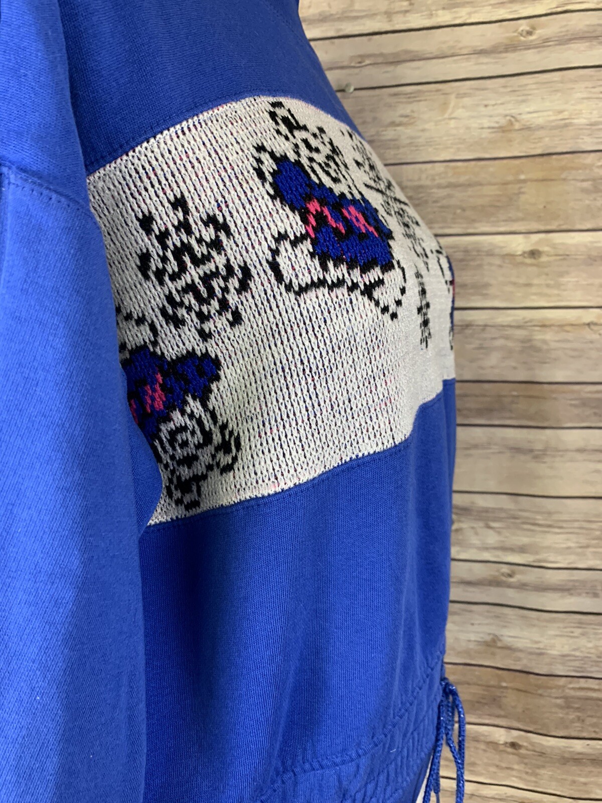 Dashers Womens M Vintage Bear Shirt Sweatshirt Drawstring Waist Blue 90s