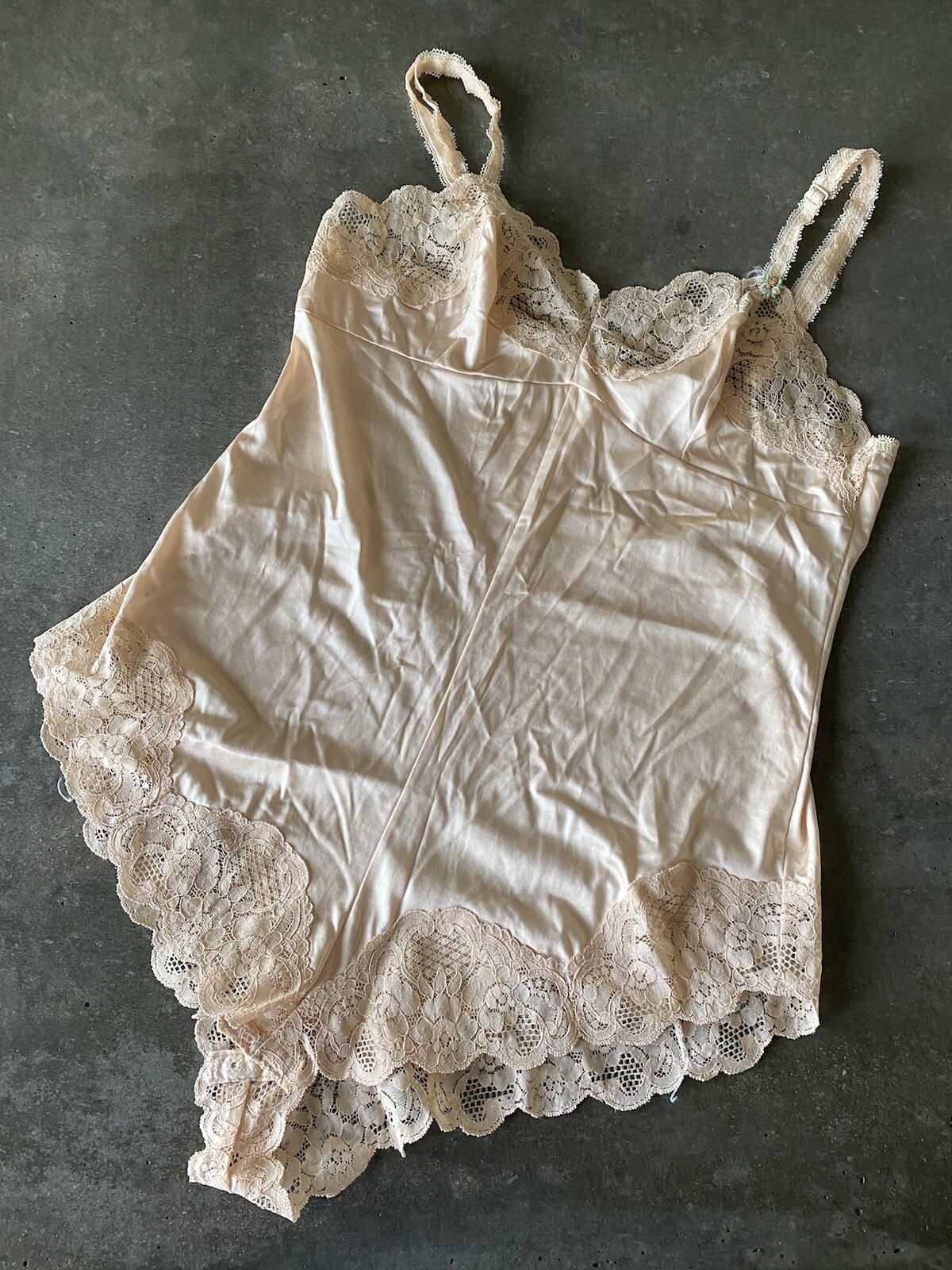 Vintage Jezebel Renee Of Hollywood Cream Lace Body Suit Lingere Small Nylon