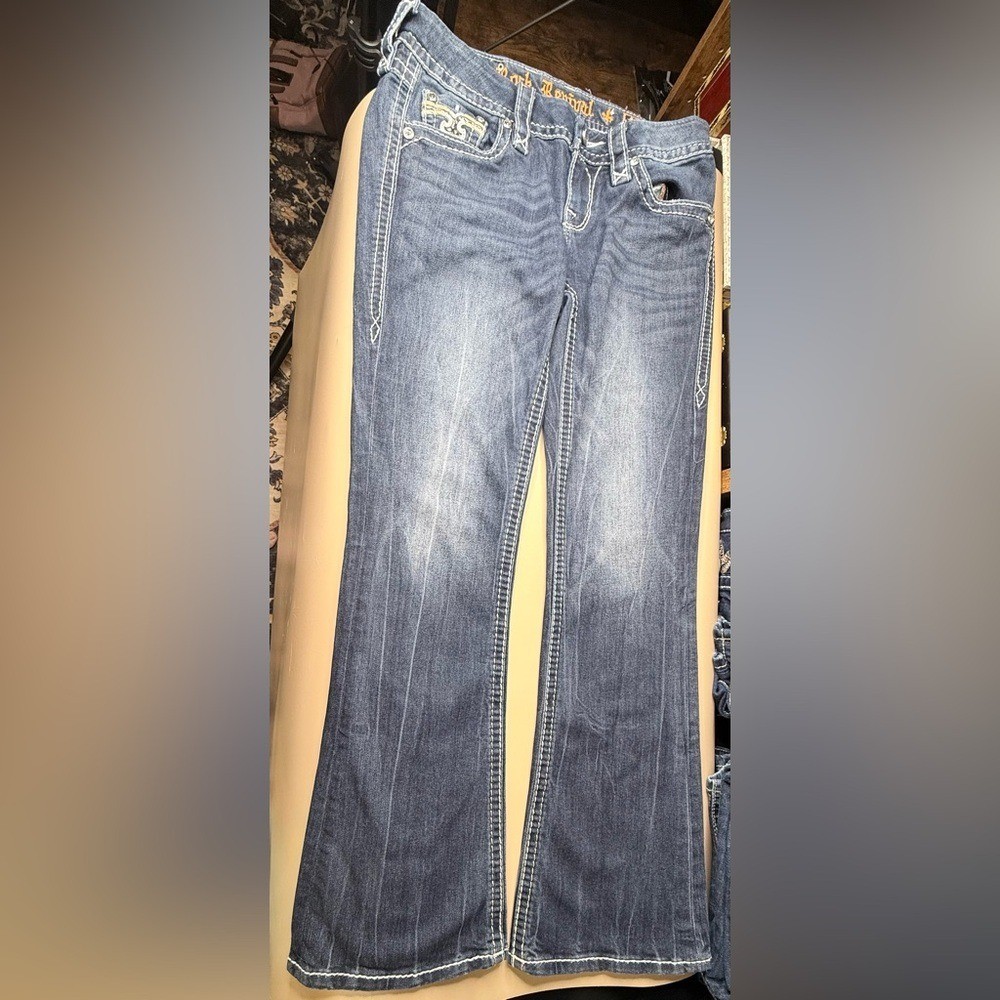 Rock Revival Boris Bootcut Jeans Womens Size 27 x 28.5 Embellished Pockets
