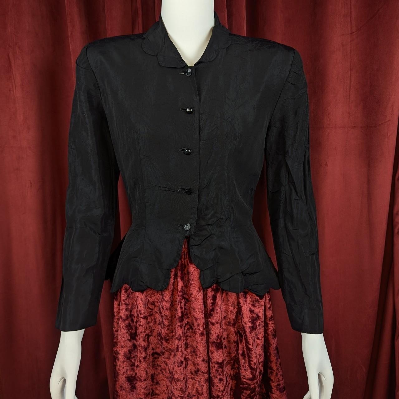 True Vintage 40’s Young Hollywood Junior Originals Black Taffeta Blouse