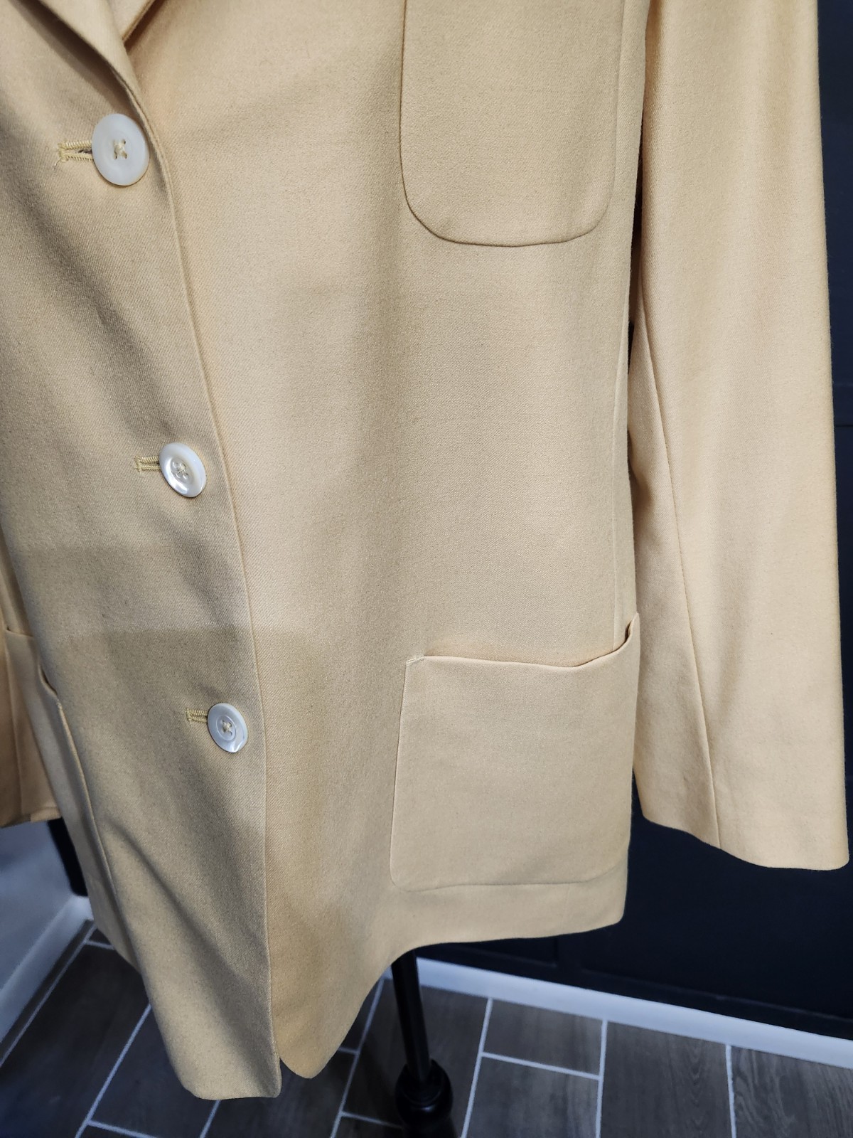 Vintage Bernard Zins Paris Womens Blazer 100% Wool And Cashmere Sz 14 Yellow…