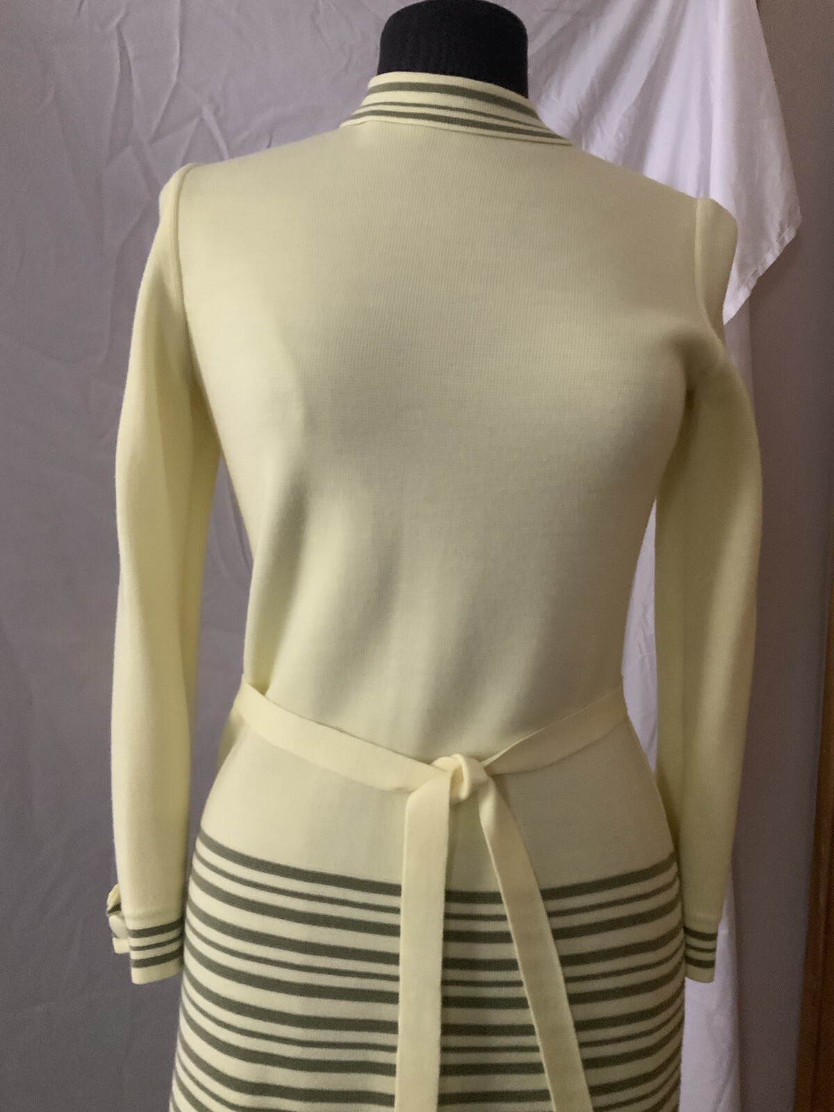 Vintage 60s 2pcs Marco Polo multicolored striped wool sweater knit Dress Size 10
