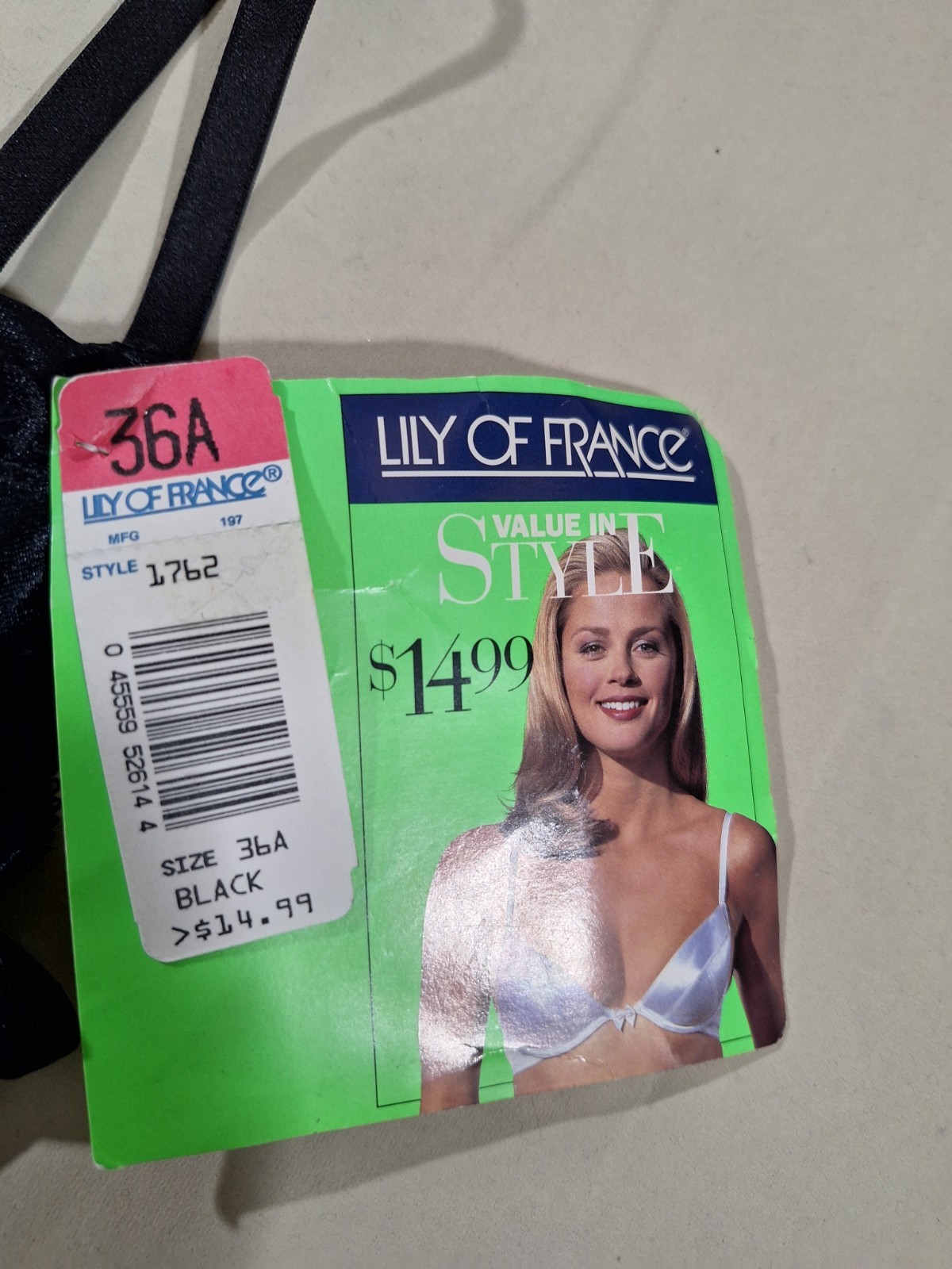 NWT VTG Lily of France Women 36A Black Satin Finish Padded Underwire Bra Elegant