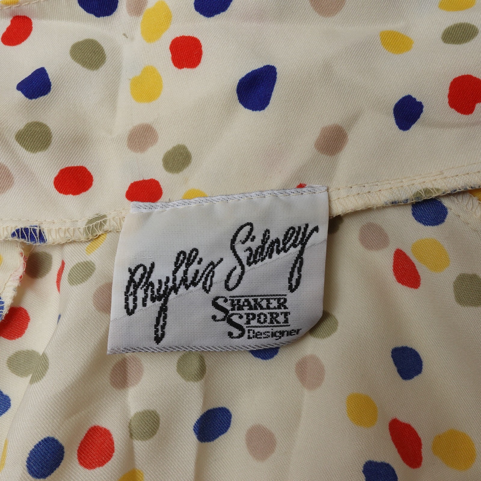 Vintage 70s Polka Dot Art Dots AOP Button Shirt Phyllis Sidney Shaker Sport XL