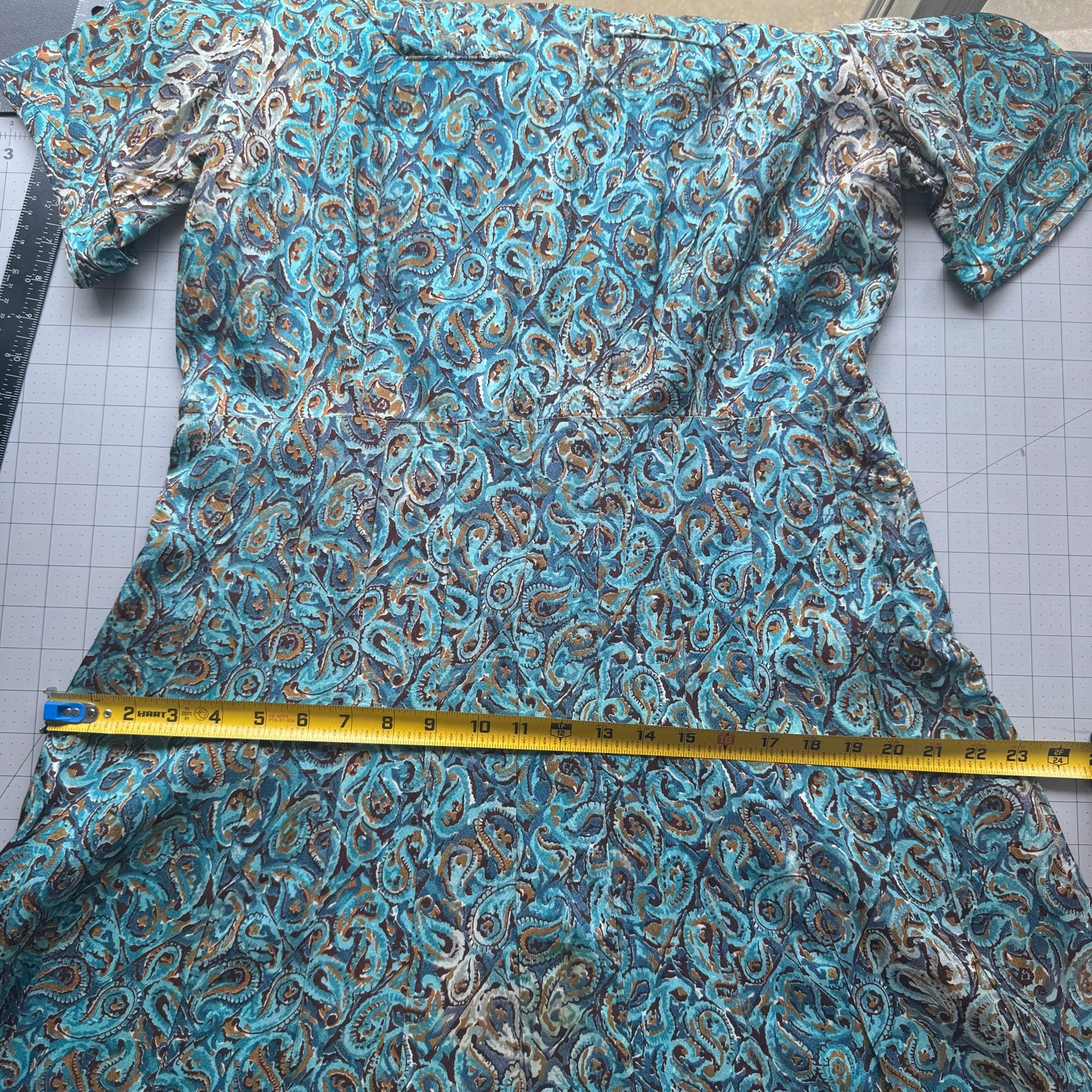 Vintage 1940s Clayton New York Rayon Print Dress Metal Zip Day Dress Swirl Print