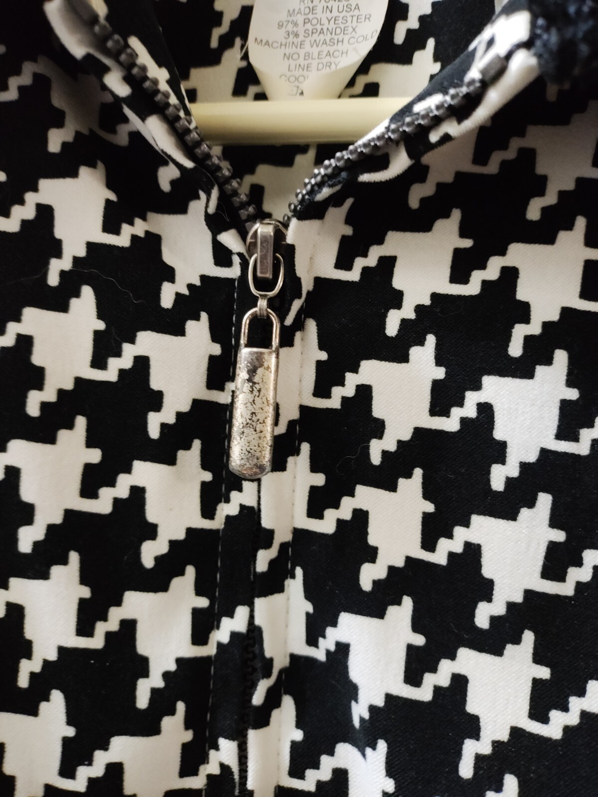 Vintage Pine Cove Houndstooth Jacket Zip-up Women’s 8 Fuzzy Collar Y2K 90s Clean