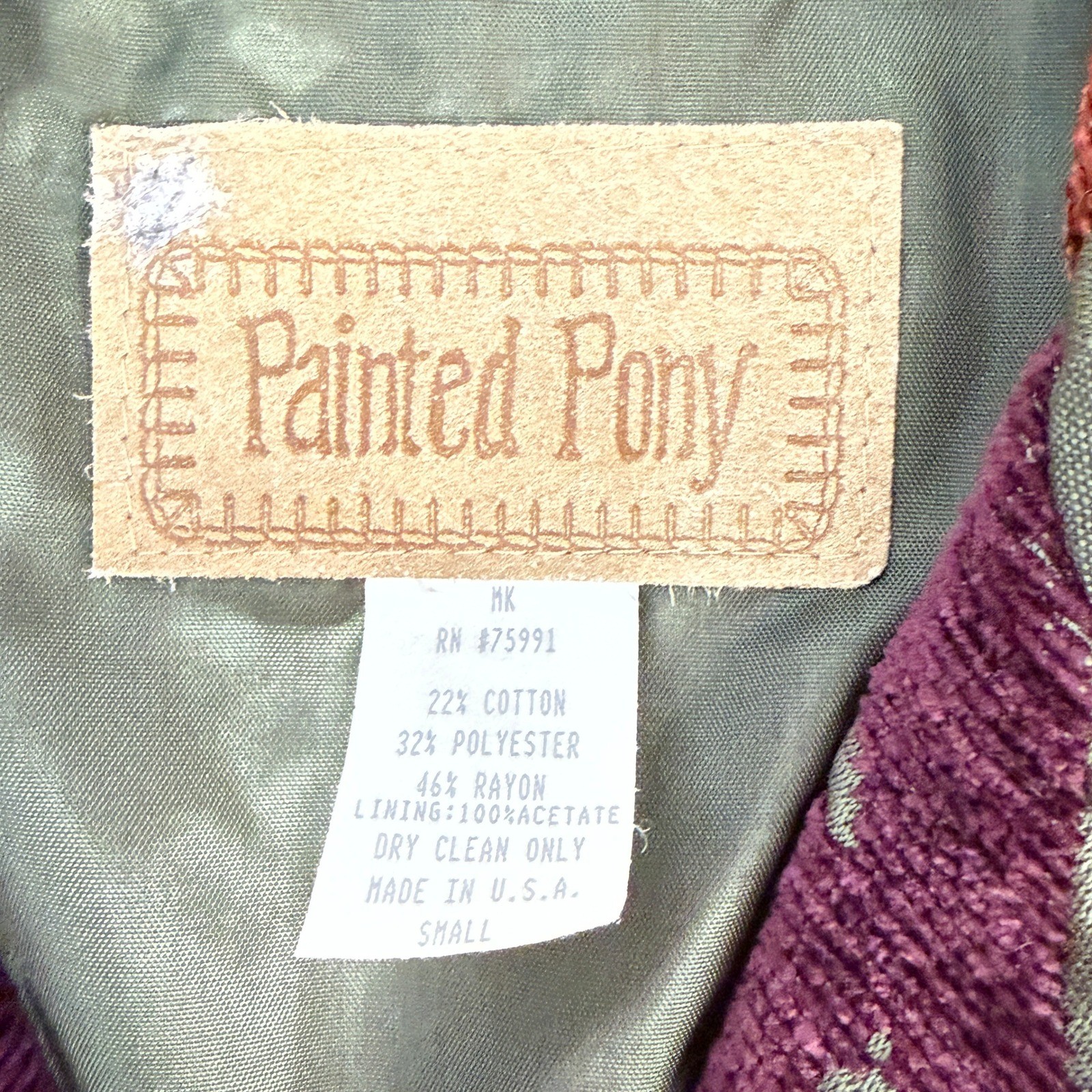Painted Pony Women 90s Floral Tapestry Cropped Jacket Art Teacher Boho Small