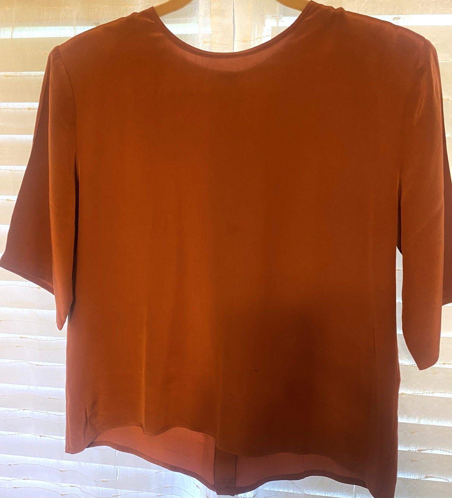 Garfinckel’s Vintage Silk Rust 2 Piece Co-ord Set_Pleated Skirt/Top, Size L