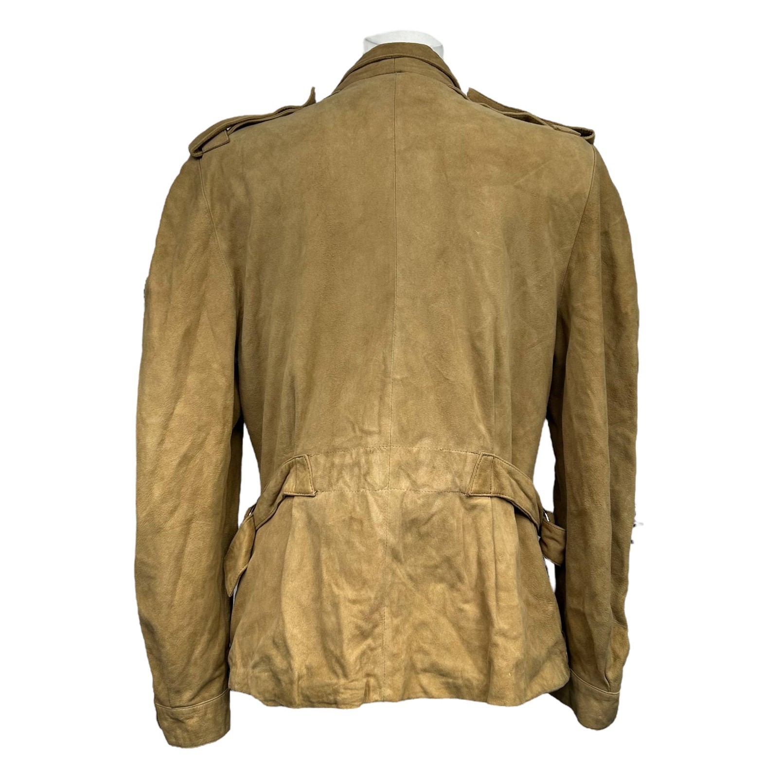 Vintage Claude Montana Suede Safari Jacket Beige 80s Rocker Womens Sz M