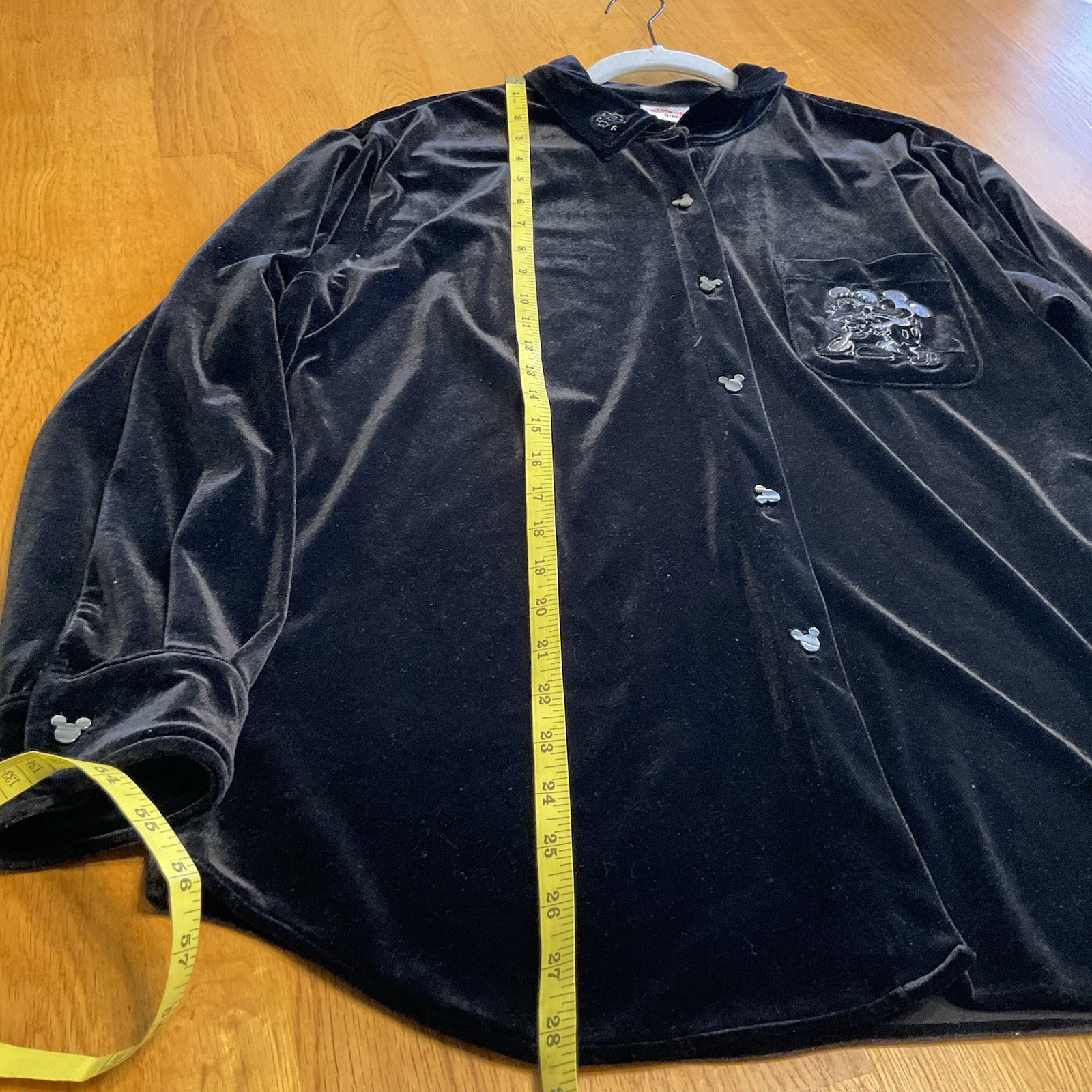 The Disney Store VTG Black Velour Button Down Mickey + Minnie Oversized Jacket S