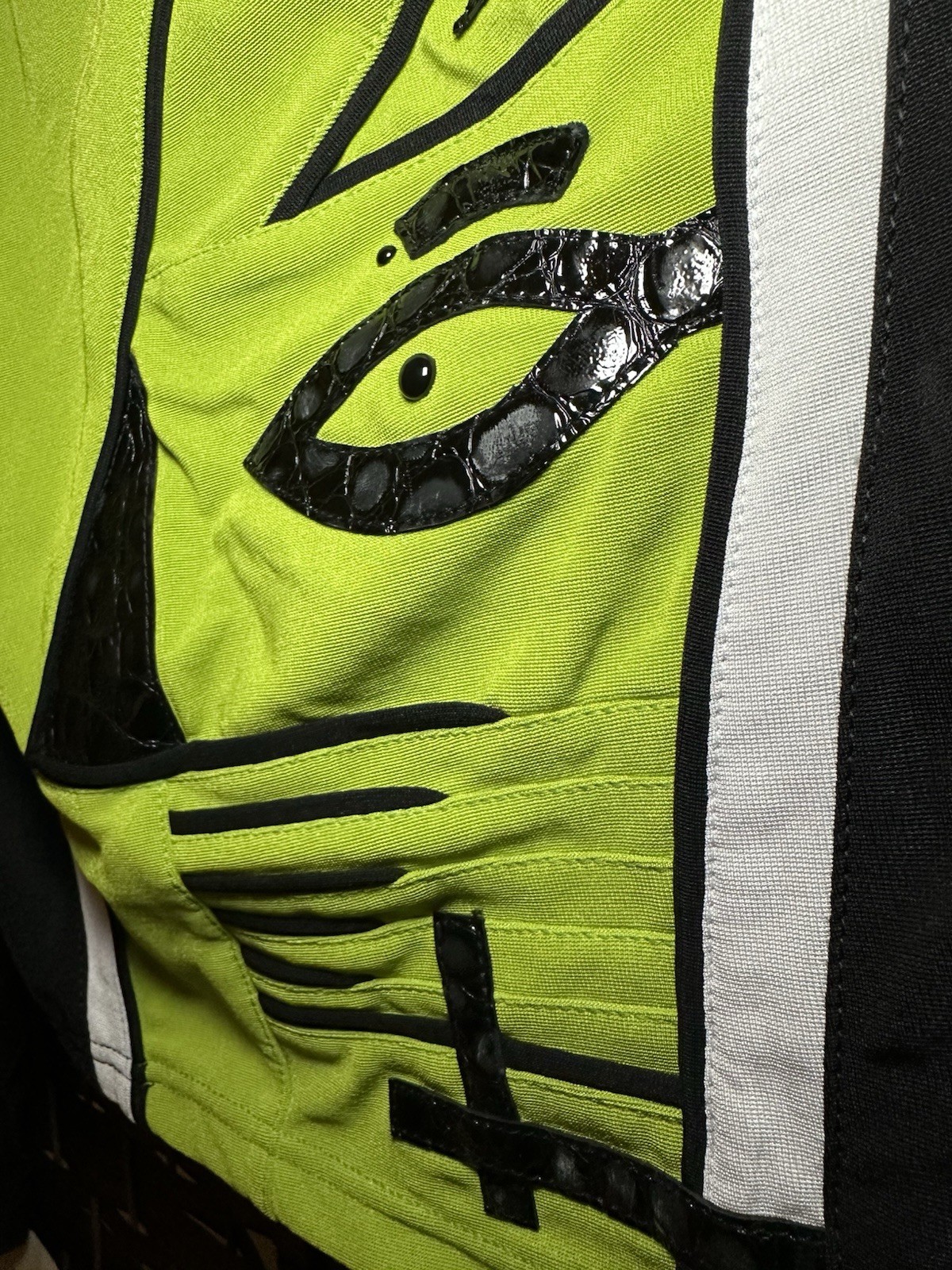 NWT Vintage 80s Andrea Isabella Cropped Jacket Neon Graphic Face Art Deco Sz S
