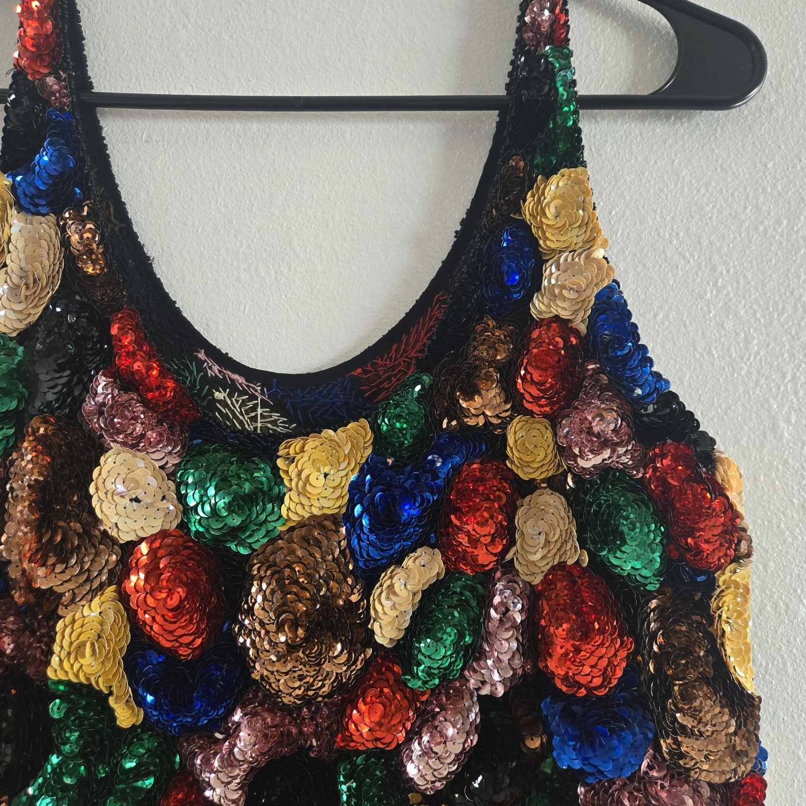Vtg Sho Max Originals Tank Top Sequence Pure Silk Size Medium