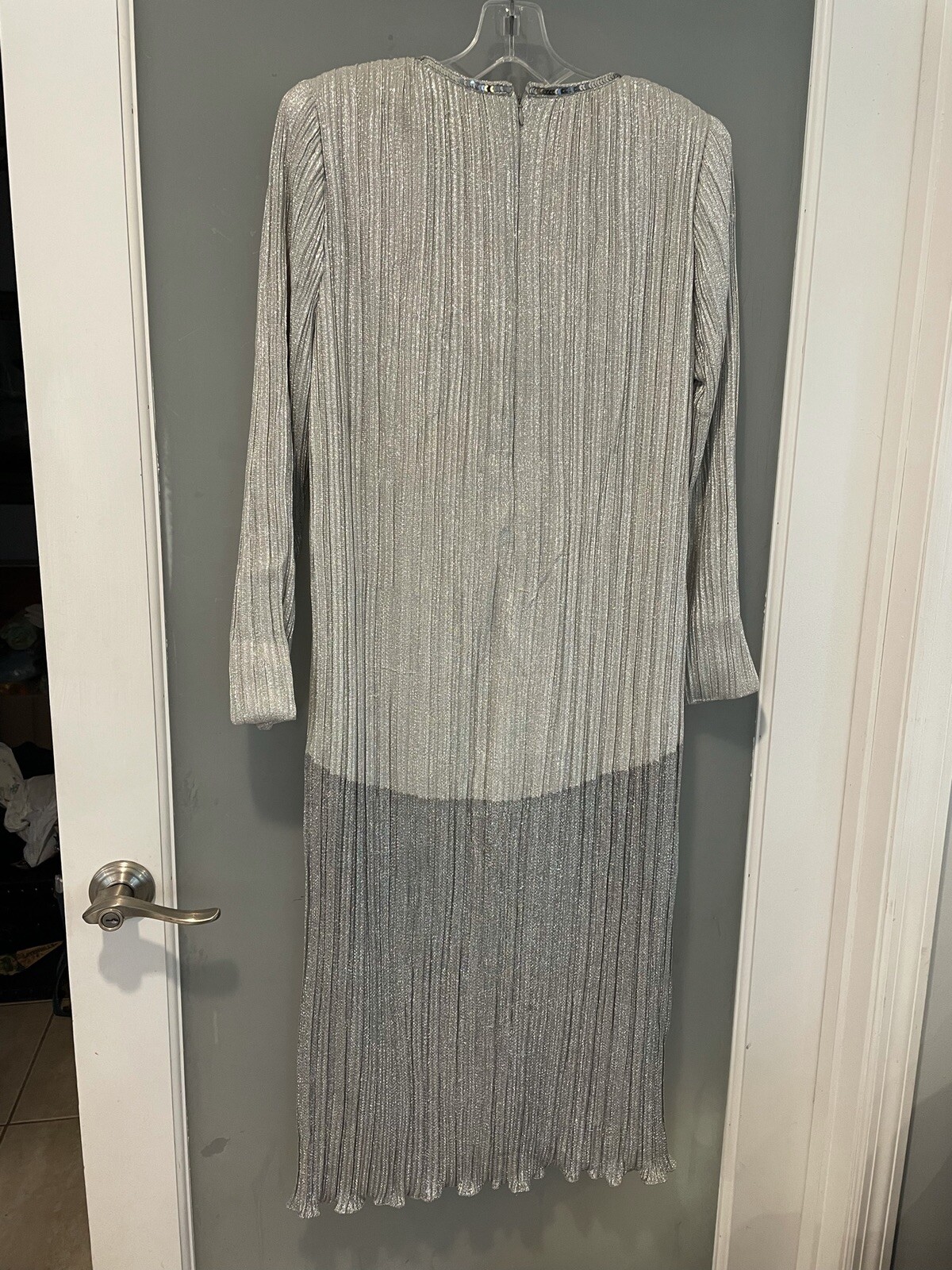 80s Vintage Morton Myles For The Warrens Sz 12 Silver Lame Dress Stunning !