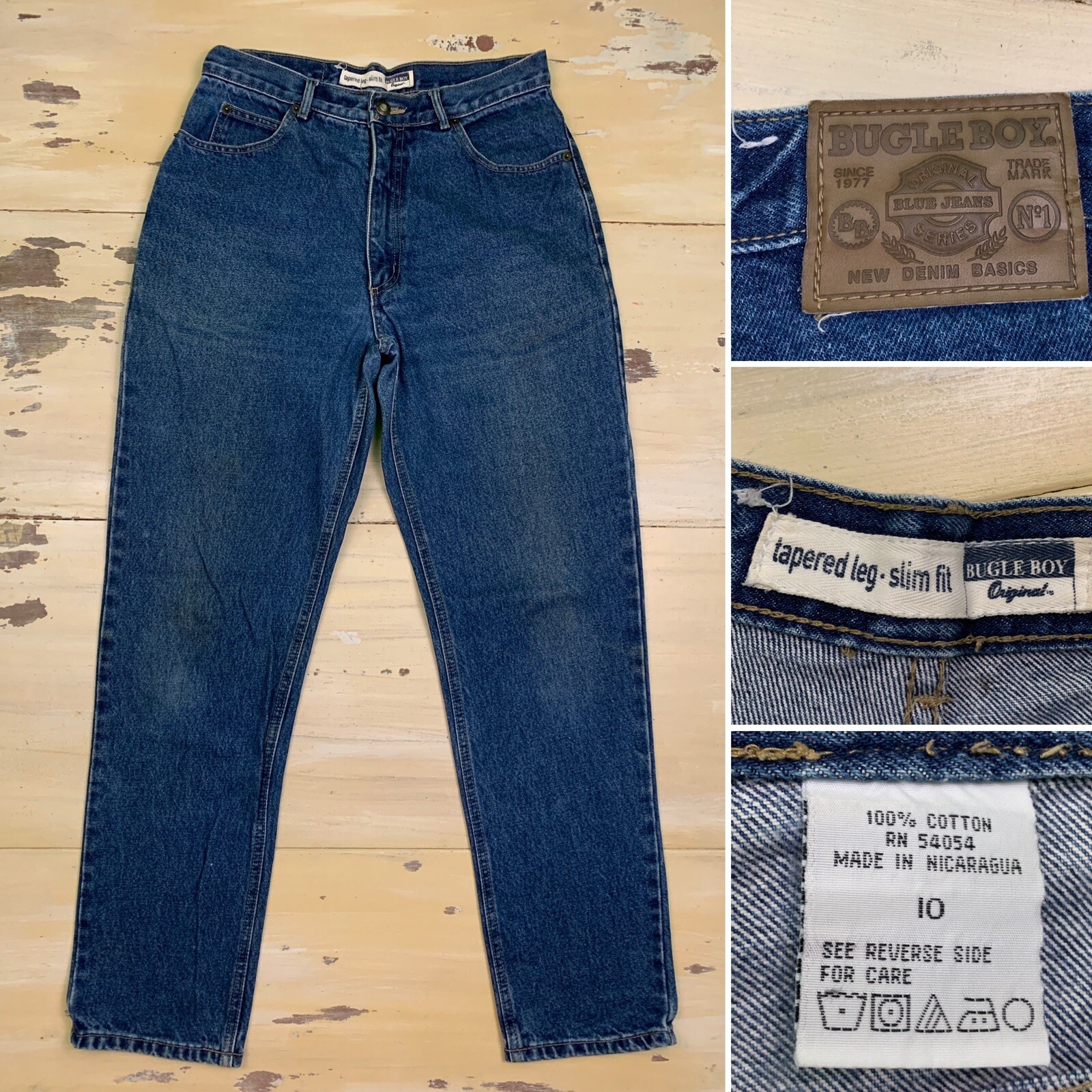 BUGLE BOY: Vtg 80s-90s High Waist Tapered Mom Faded Blue Jeans, Womens 10 x 30 L