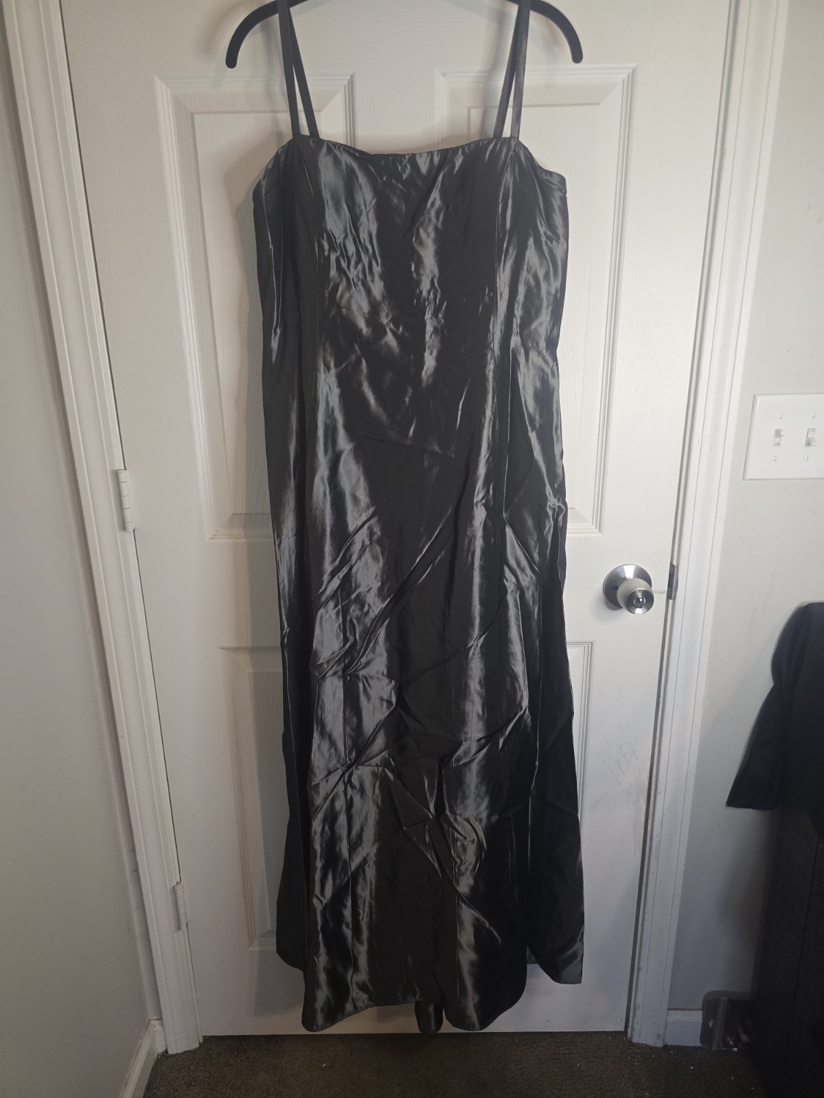 Vintage Jessica McClintock for Gunne Sax Gunmetal Gray Taffeta Formal Gown.