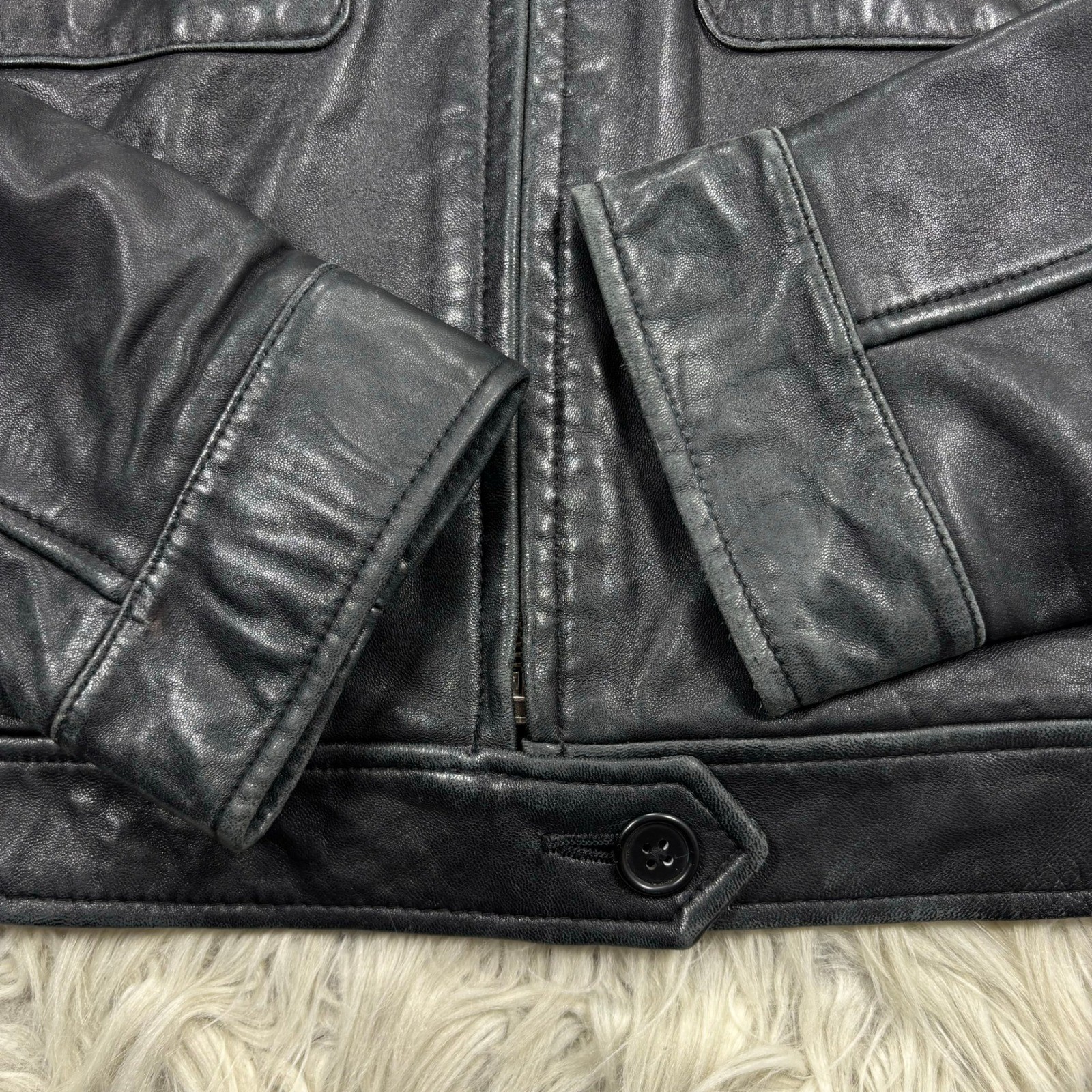 Vintage Valerie Stevens Women’s 10 Black Lambskin Leather Zip Front Jacket Moto