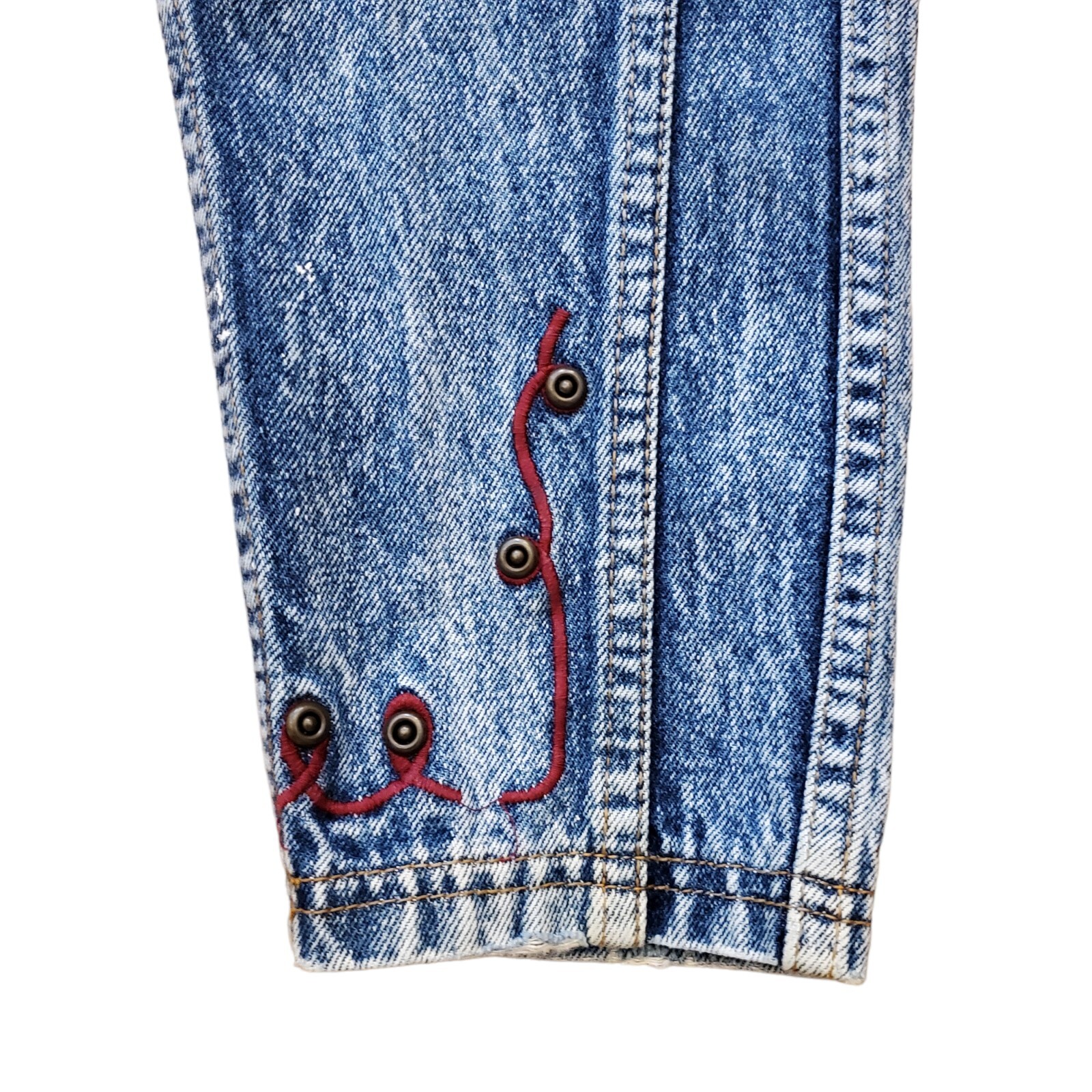 Bugle Boy Special Edition Vintage Embroidered Accent 80s Jeans Size W22 XXS