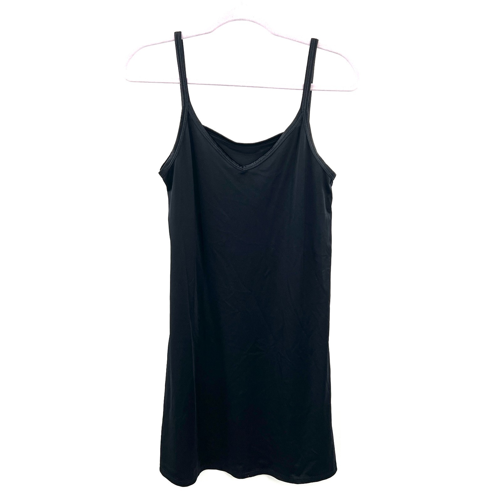 Vanity Fair Black Slip V Neck Dress stretch whimsigoth grunge gothic mini 18″ S