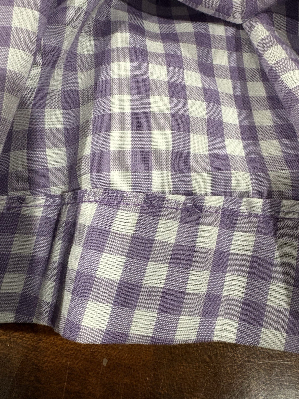 Prairie Style Lavender Gingham Long Dress Sz S Lace Floral Cottage Core Handmade