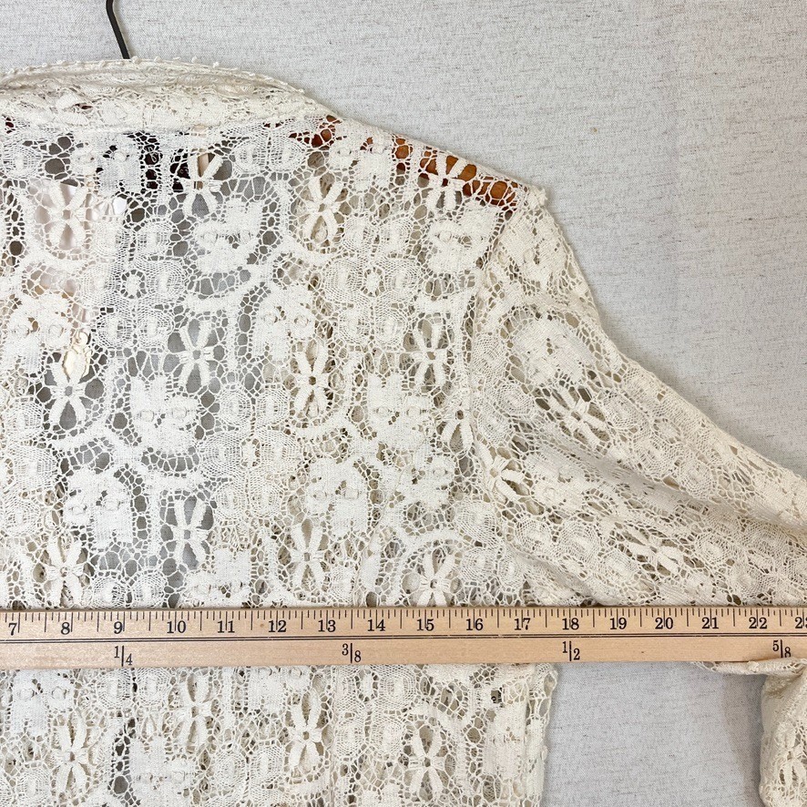 VTG DEADSTOCK Margot Lea Ivory Lace Doily Top Victorian Blouse Embroidered Small