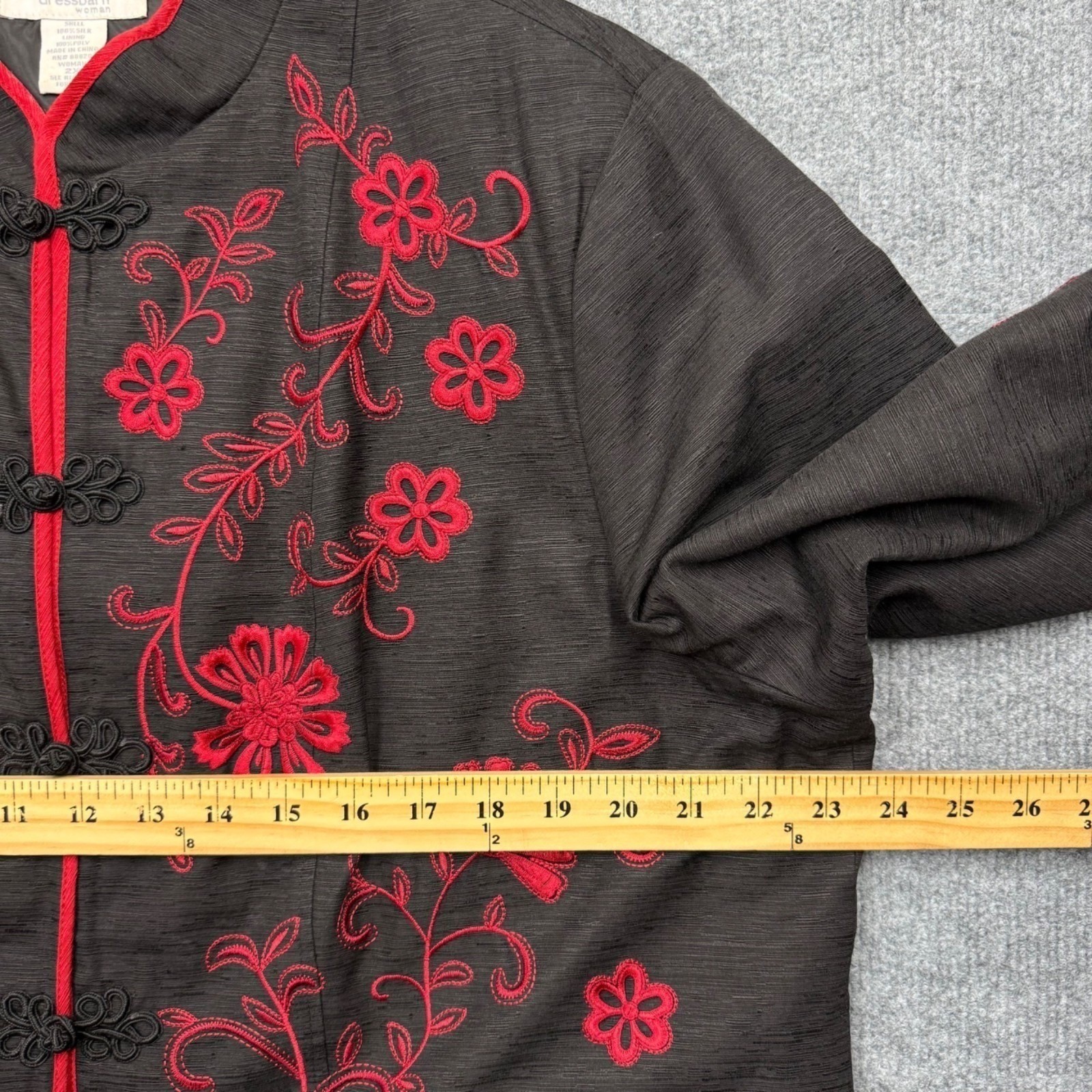 VTG Dressbarn 100% Silk Red Black Blazer Whimsigoth Dark Academia Size 2X