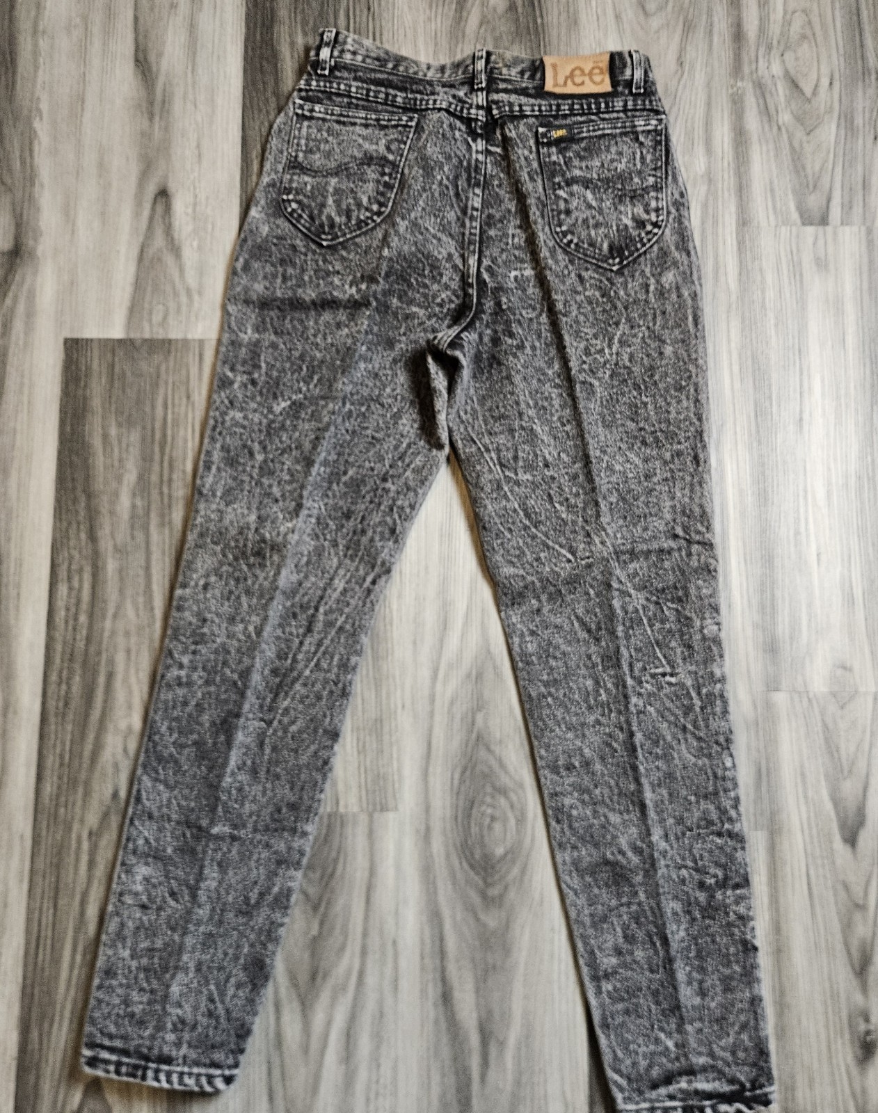 VTG 1980s Lee Black/Gray ACID Wash High Waist Retro Denim Jeans Size 15 30×31