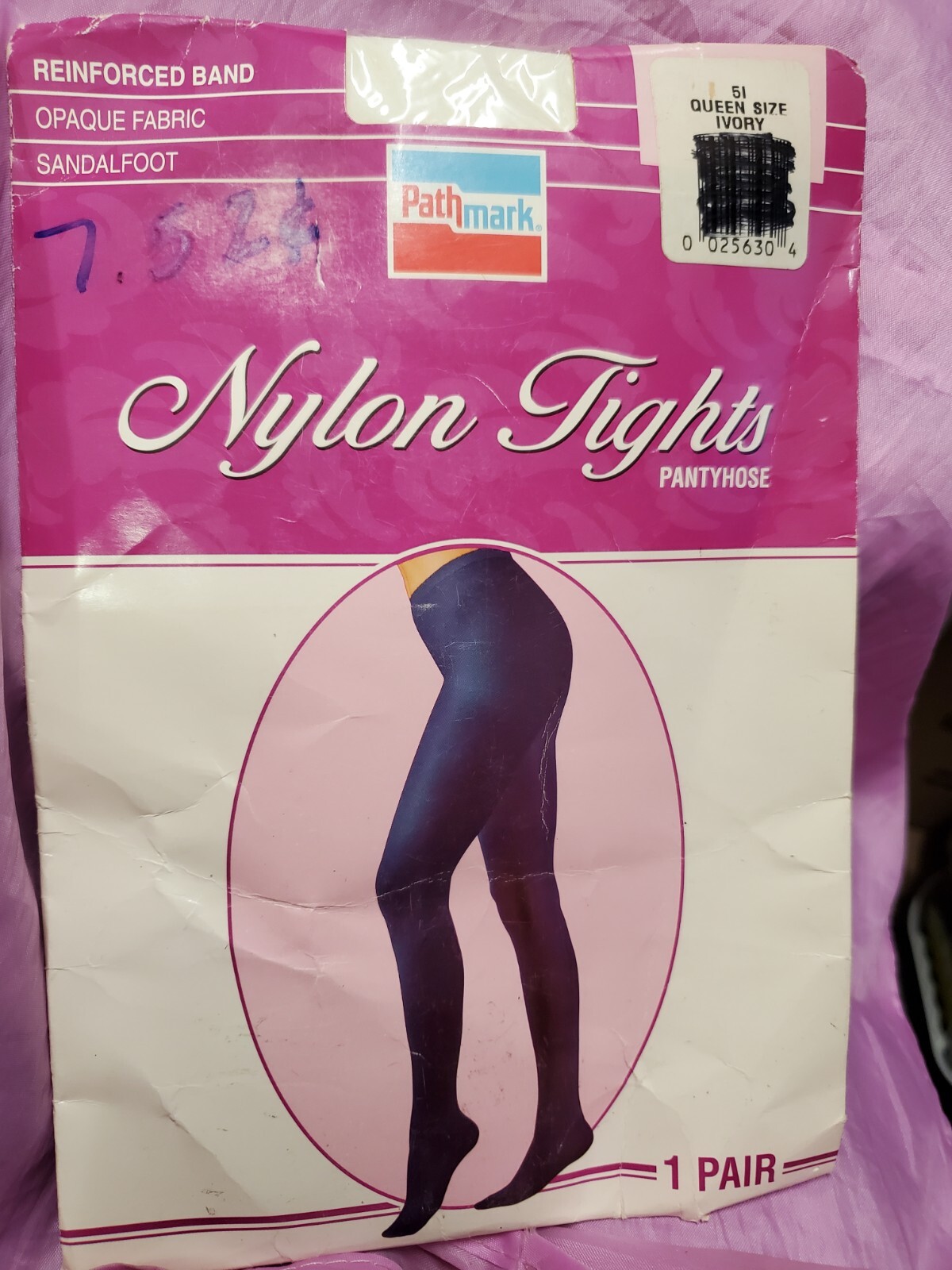1987 Vtg Queen Size Tights Ivory White Reinforced Band Pathmark – USA Made