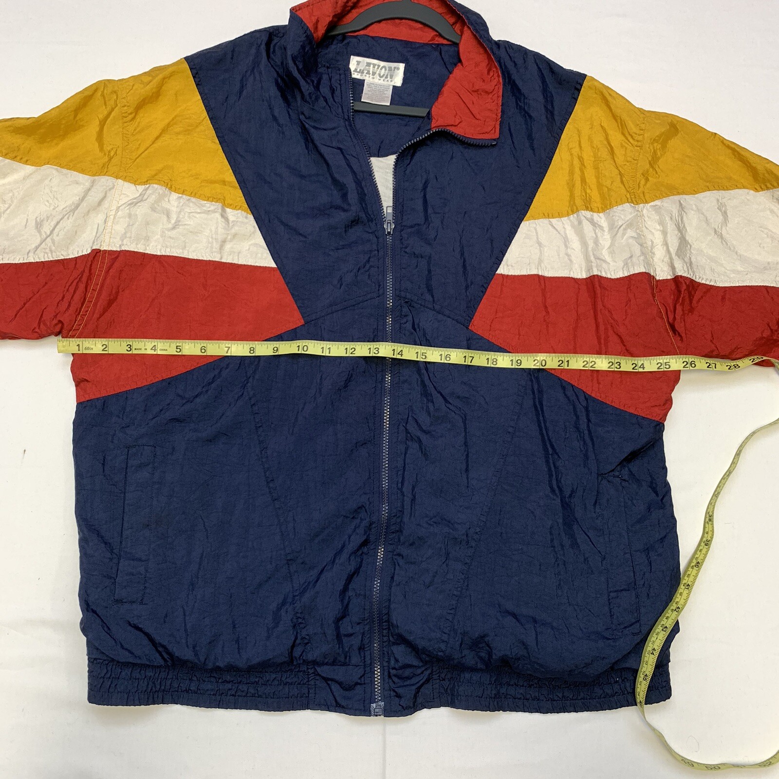 Vtg Lavon Jacket XL Nylon Windbreaker Red Blue White Yellow 80s 90s Fresh Prince