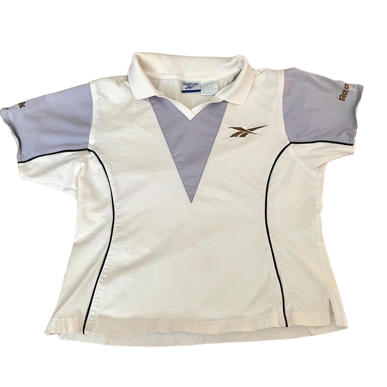 Vintage 80s/90s Women’s White Purple Reebok Polo Shirt S/M