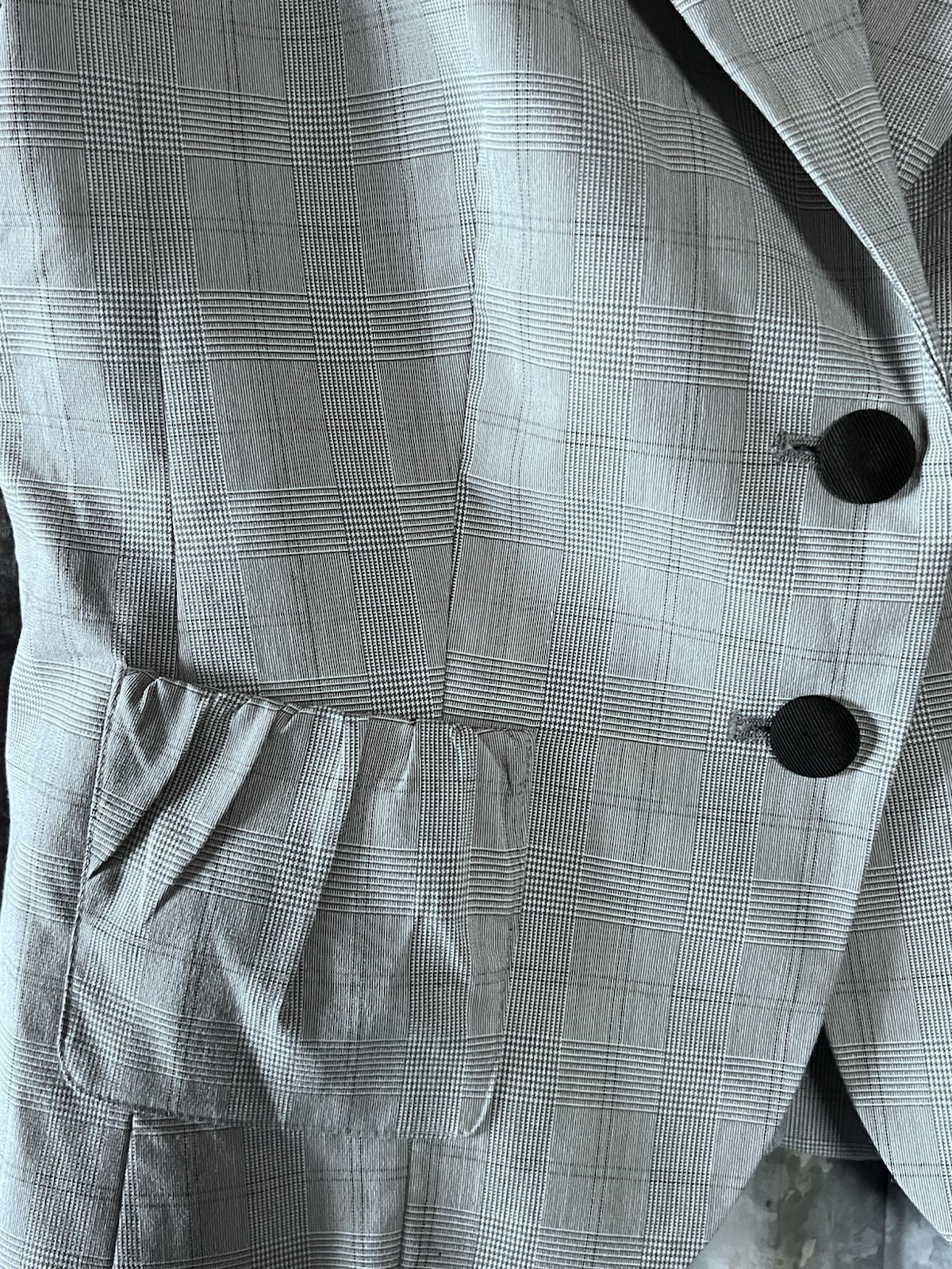 White House Black Market Herringbone Blazer Dove Gray Short Sleeve Jacket Sz 12