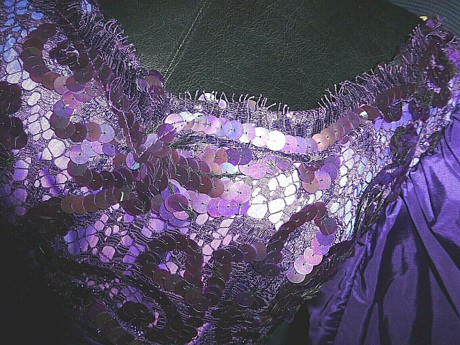 Vtg 80s VICTOR COSTA TAFFETA sequins Lace Evening FORMAL Ball GOWN maxi Dress XL