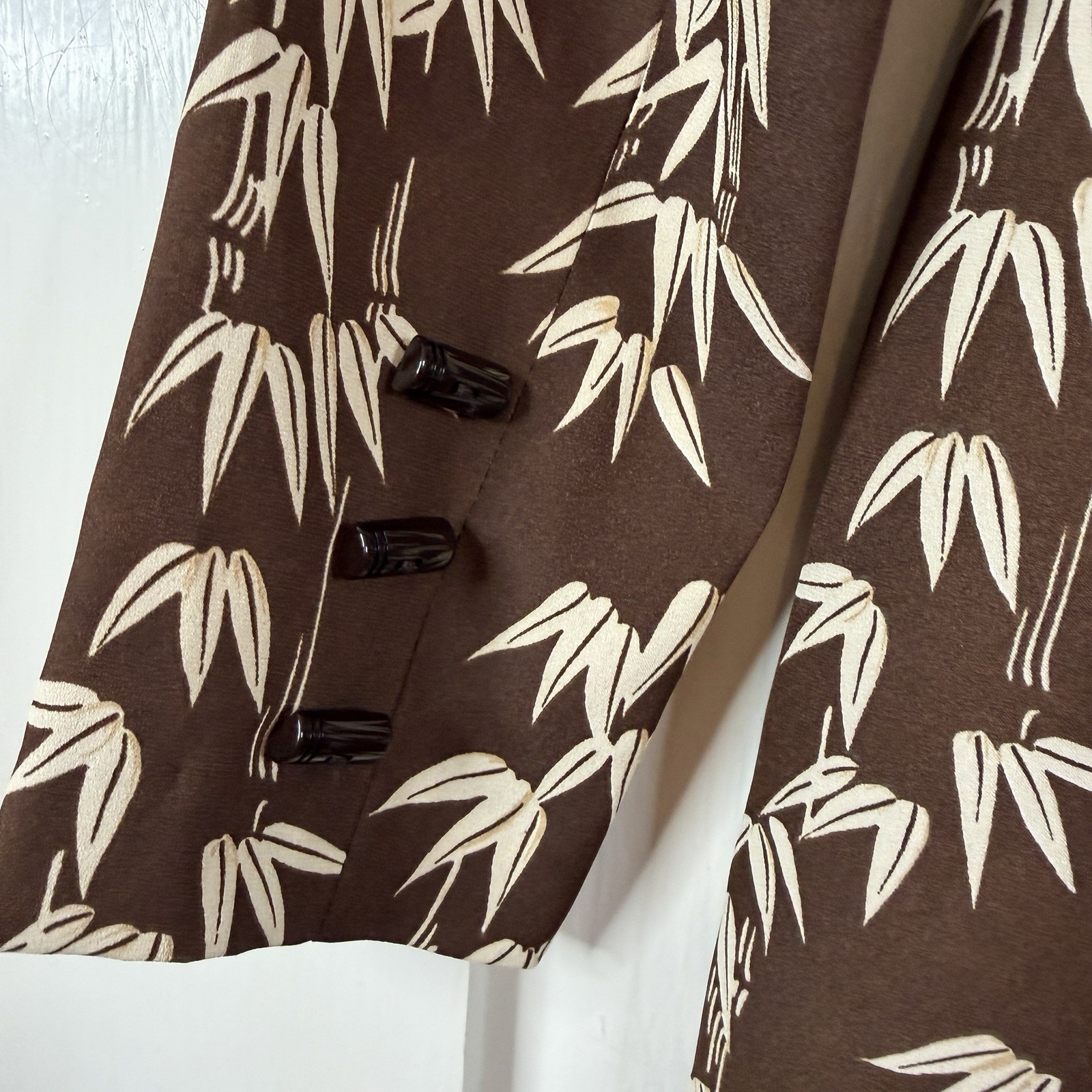 Vintage Galaus By Tokyo Chocolate Brown Bamboo Print Dress 60s/70s Retro