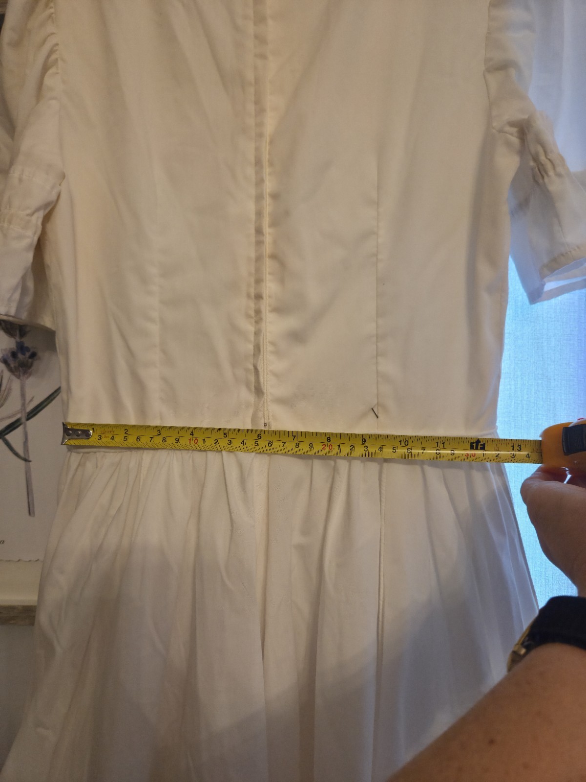 Sassy Stitchin’ White Fit & Flare Dress Short Puff Sleeves Ruffle Hem