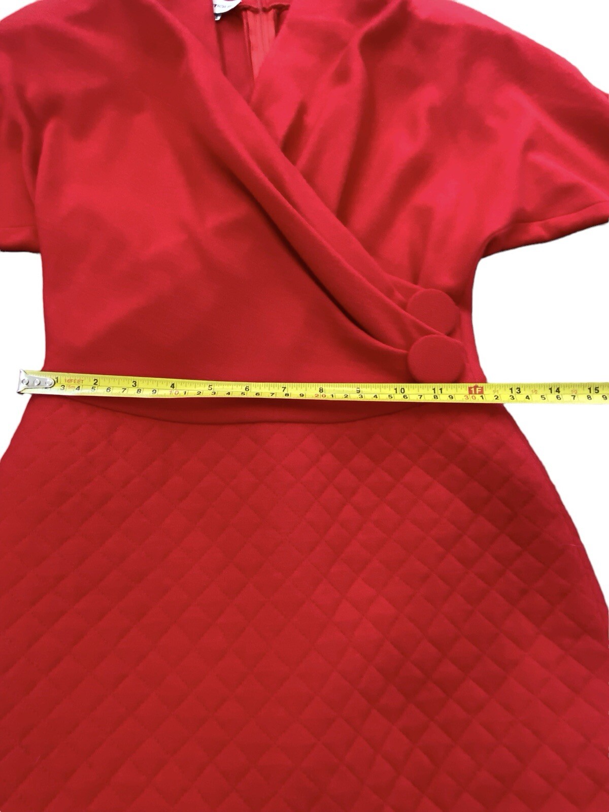Vintage ALBERT NIPON BOUTIQUE Red Wool Dress Wiggle Pencil Talon Sz. 4 USA