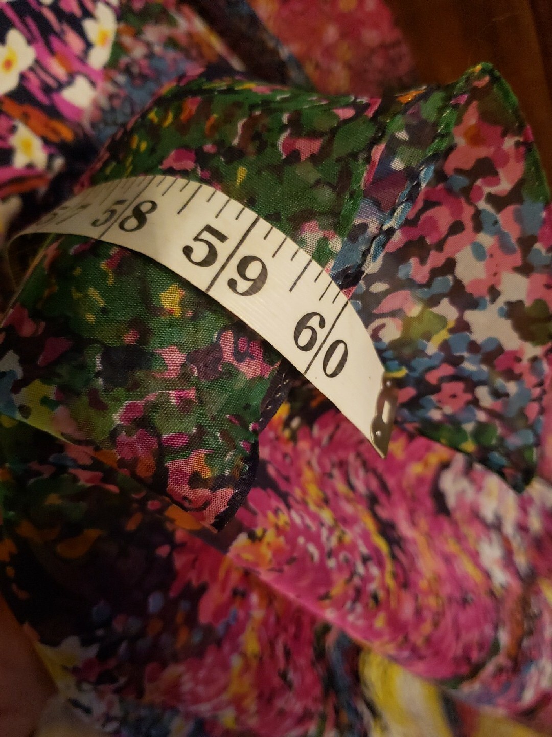 Vintage 1960s Don Luis De Espana multi Color floral Garden Chiffon Maxi Dress
