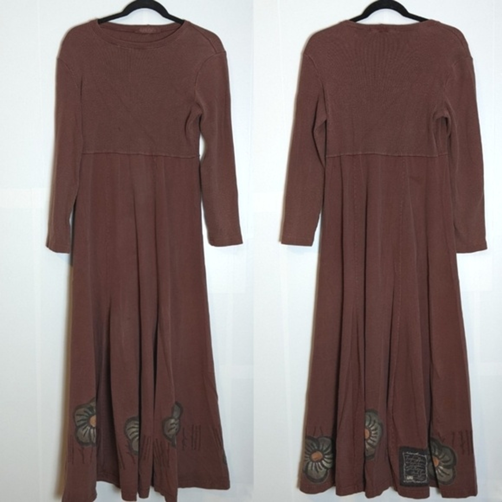 Vintage 1998 Blue Fish Hand Painted Maxi Dress Size 0 Lagenlook