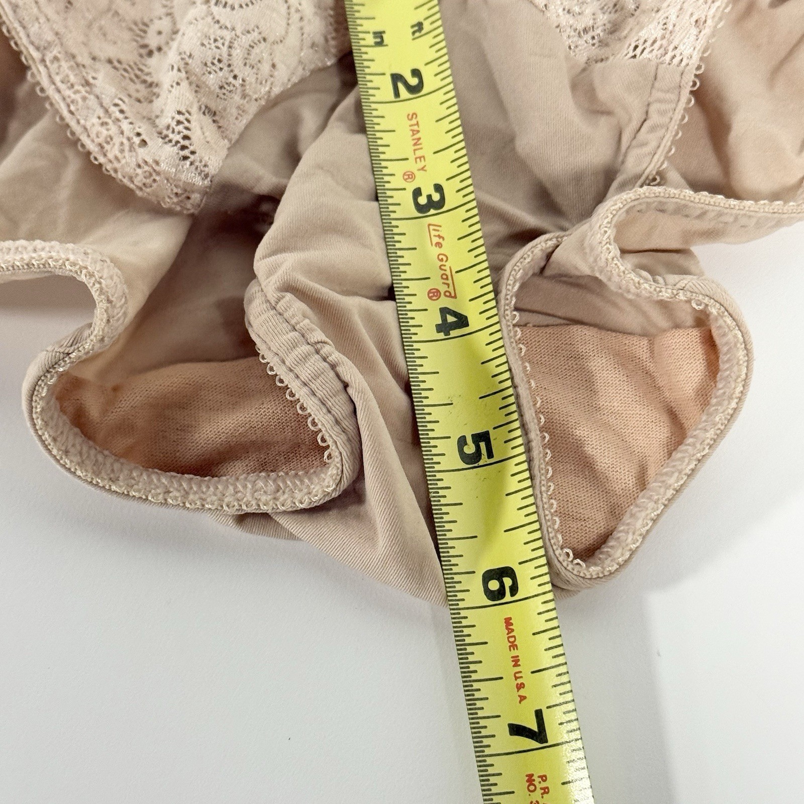 Vanity Fair Bikini Underwear Pretty Perfect Microfiber Panty Nude Lace Sz 5 Y2K