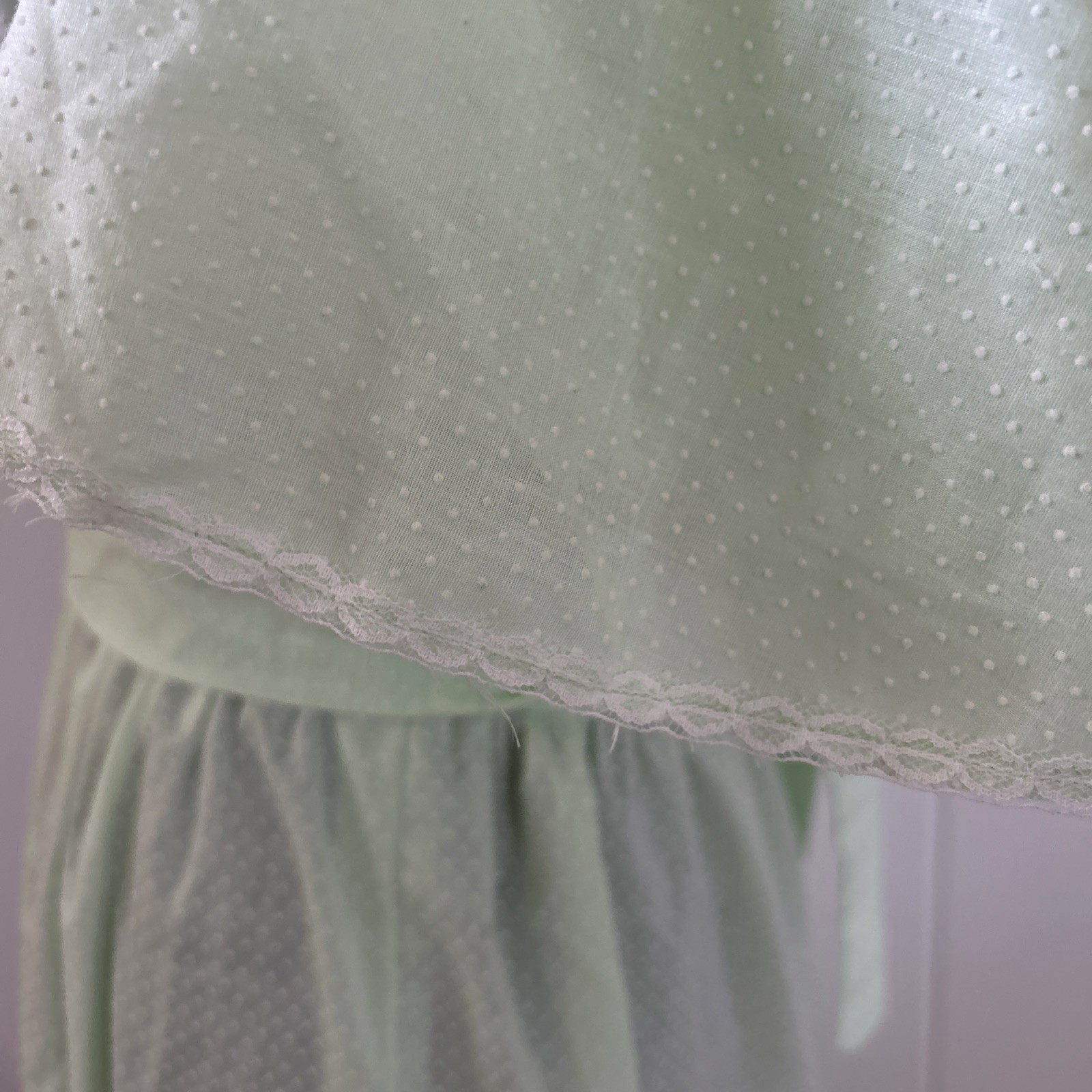 Vintage 1970’s Mint Green Dotted Swiss Handmade Prairie Style Dress