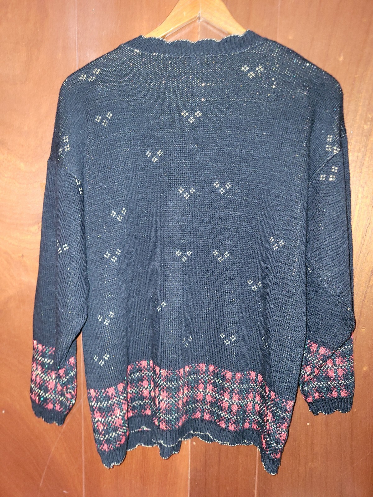 Vintage Holiday Time Christmas Sweater With Candles & Metallic Detail~Small