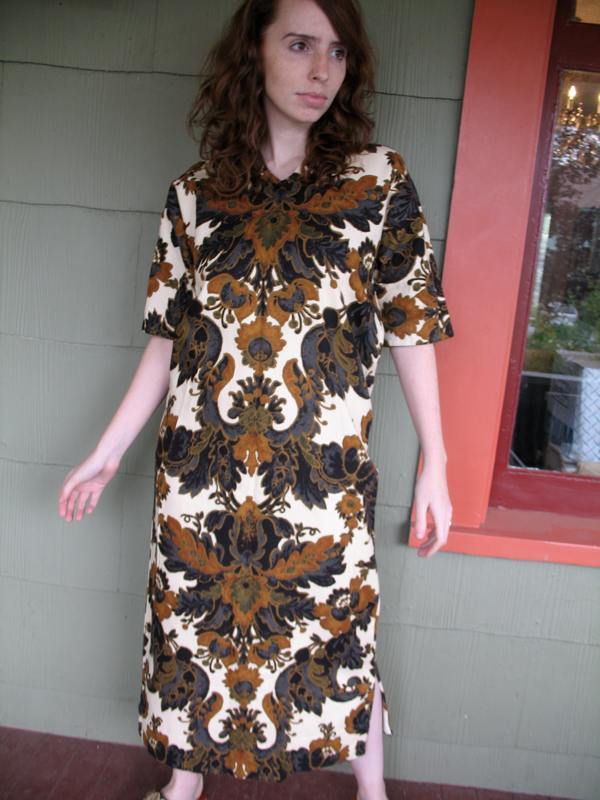 VTG 60s 70s Mod Hippie Caftan Dashiki Dress STELLAR Bold Tribal Paisley Festival