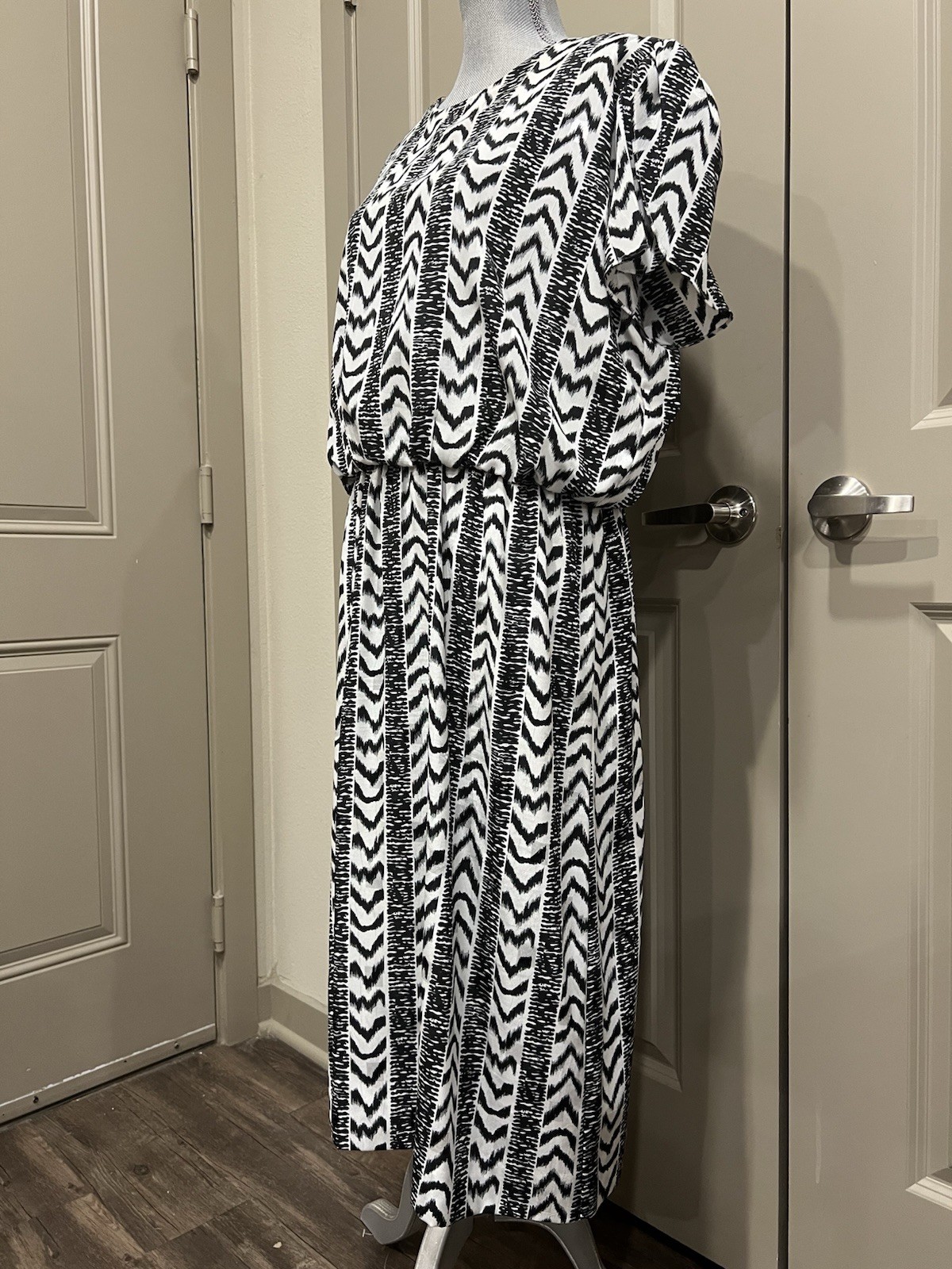 Lorac Original Lady Carol Blouson Dress 16/18 Geometric Abstract Disco 70’s 80’s