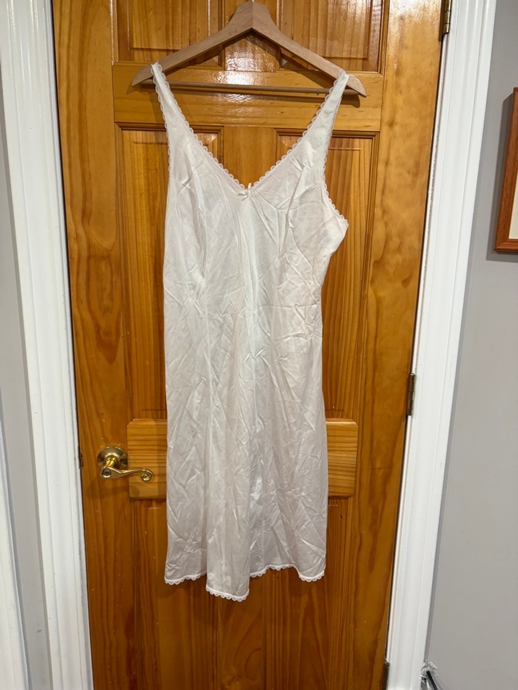 Vintage Warner’s White Bridal Slip Dress 34 Wedding Lingerie Antron Nylon USA